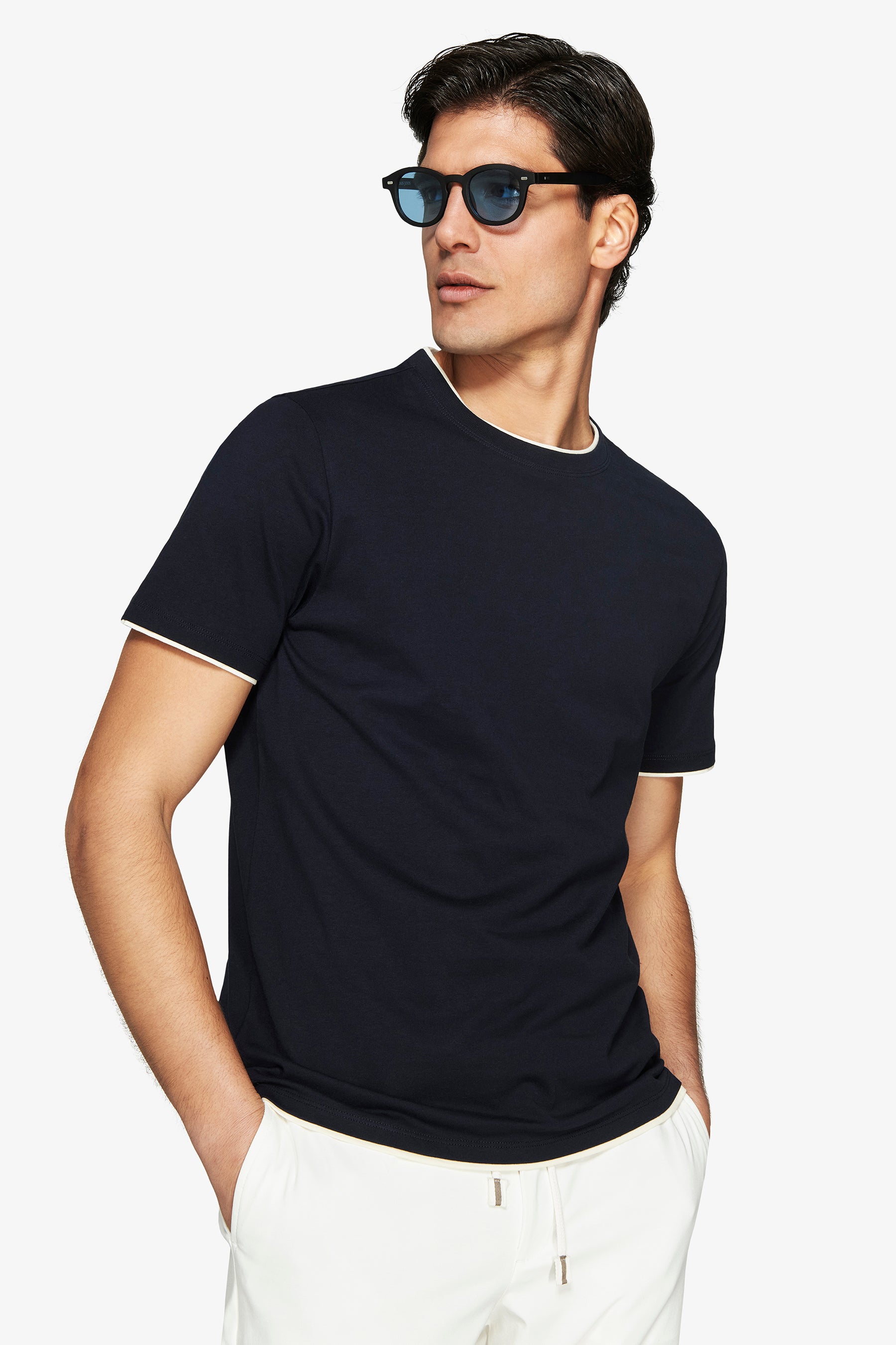 DNJ Blue lightweight cotton t-shirt