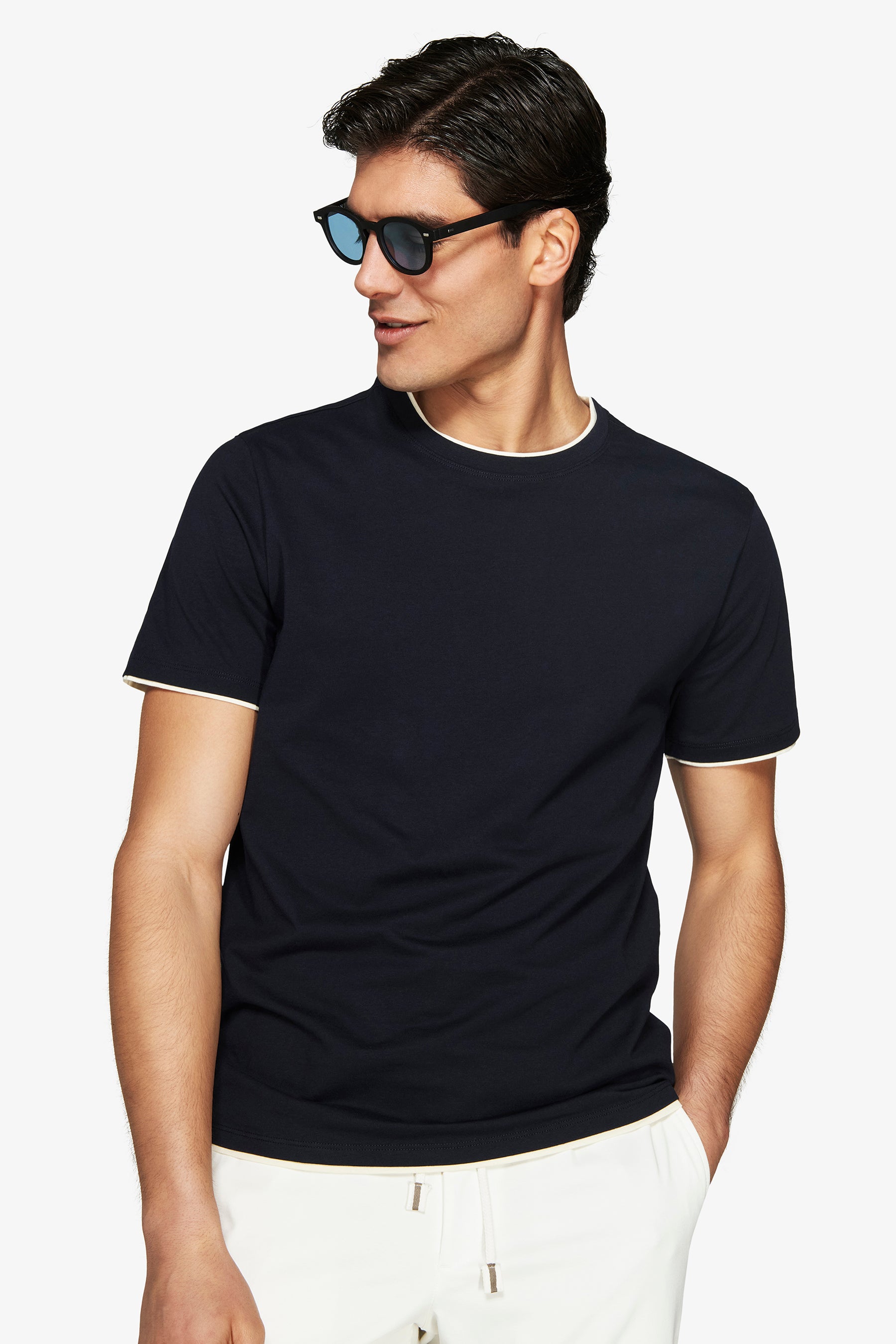 DNJ Blue lightweight cotton t-shirt