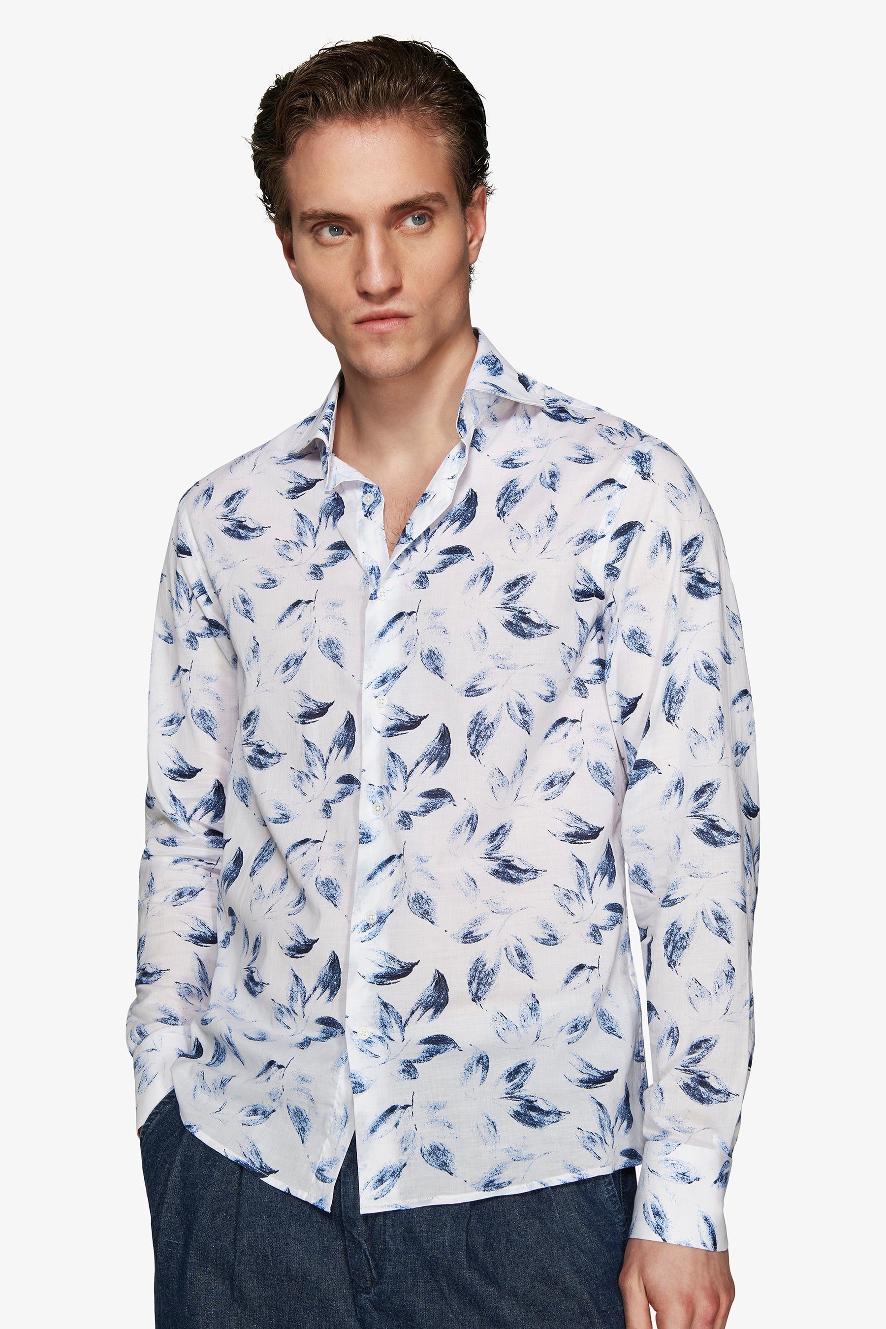 Camicia stampa all over blu