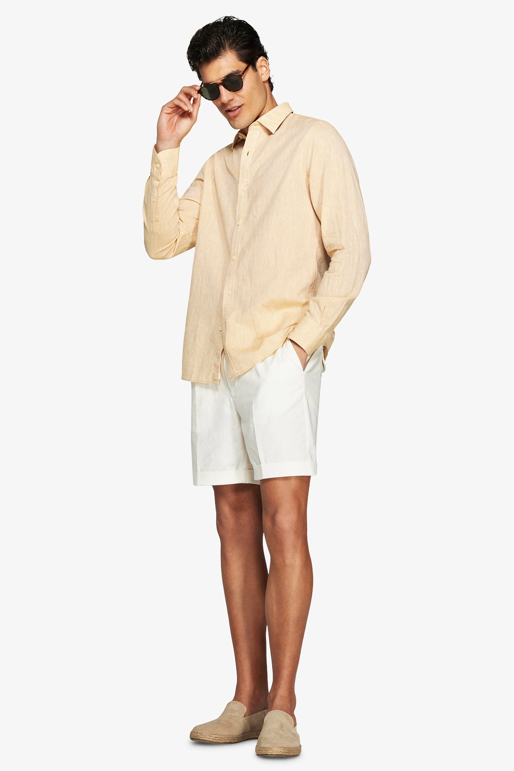 Chemise jaune décontractée en polylin