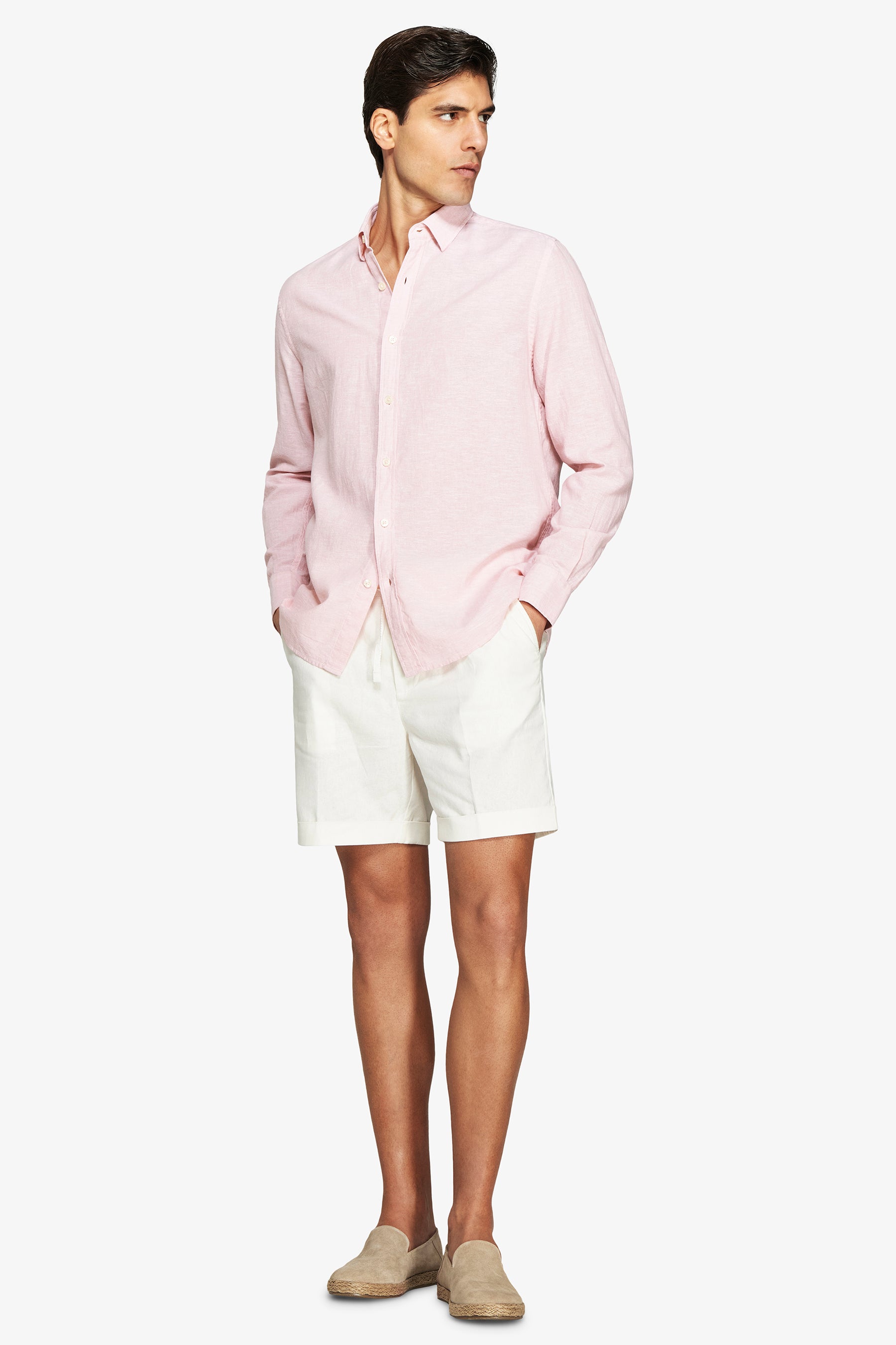 Chemise rose décontractée en polylin