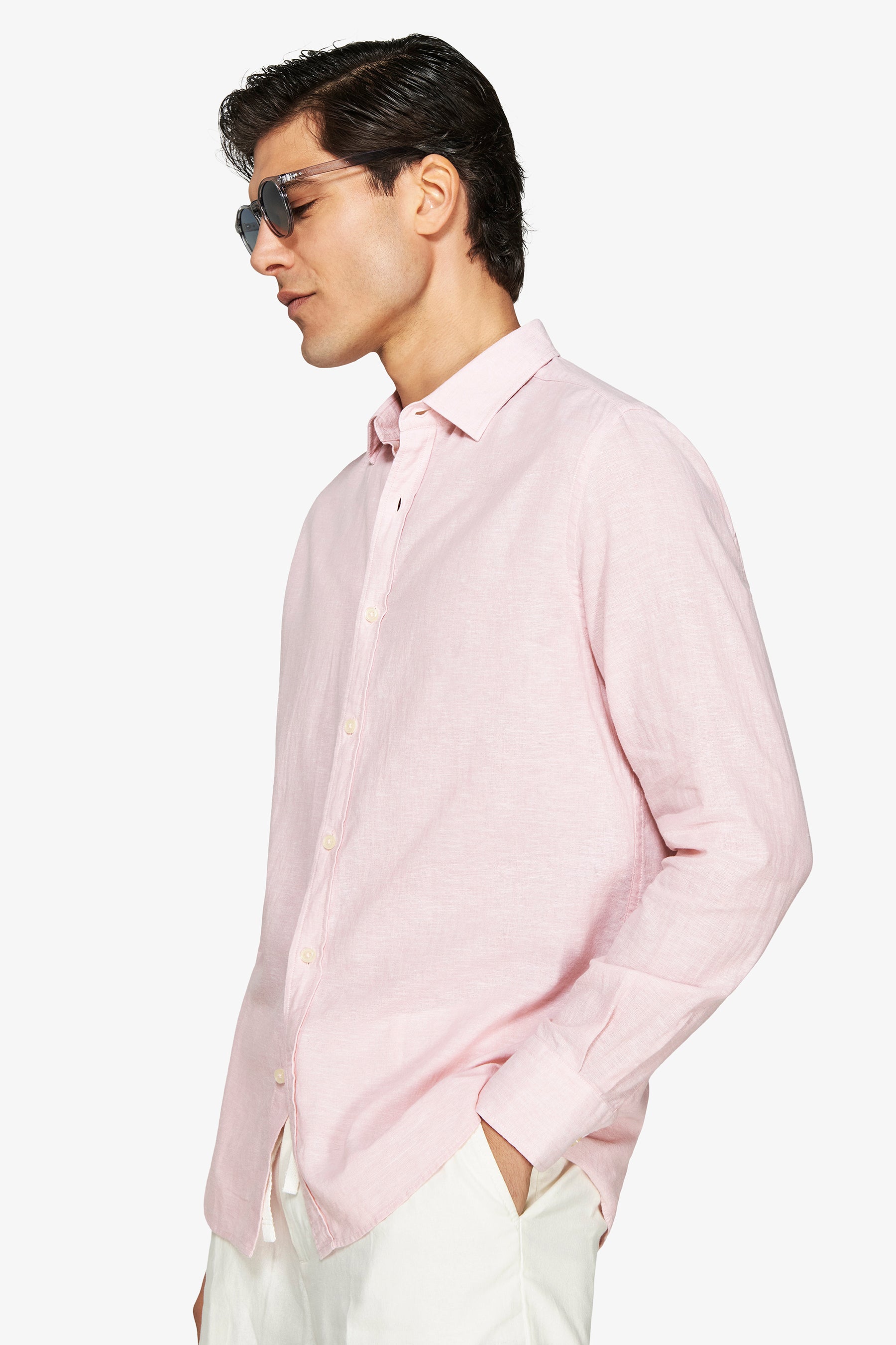 Chemise rose décontractée en polylin