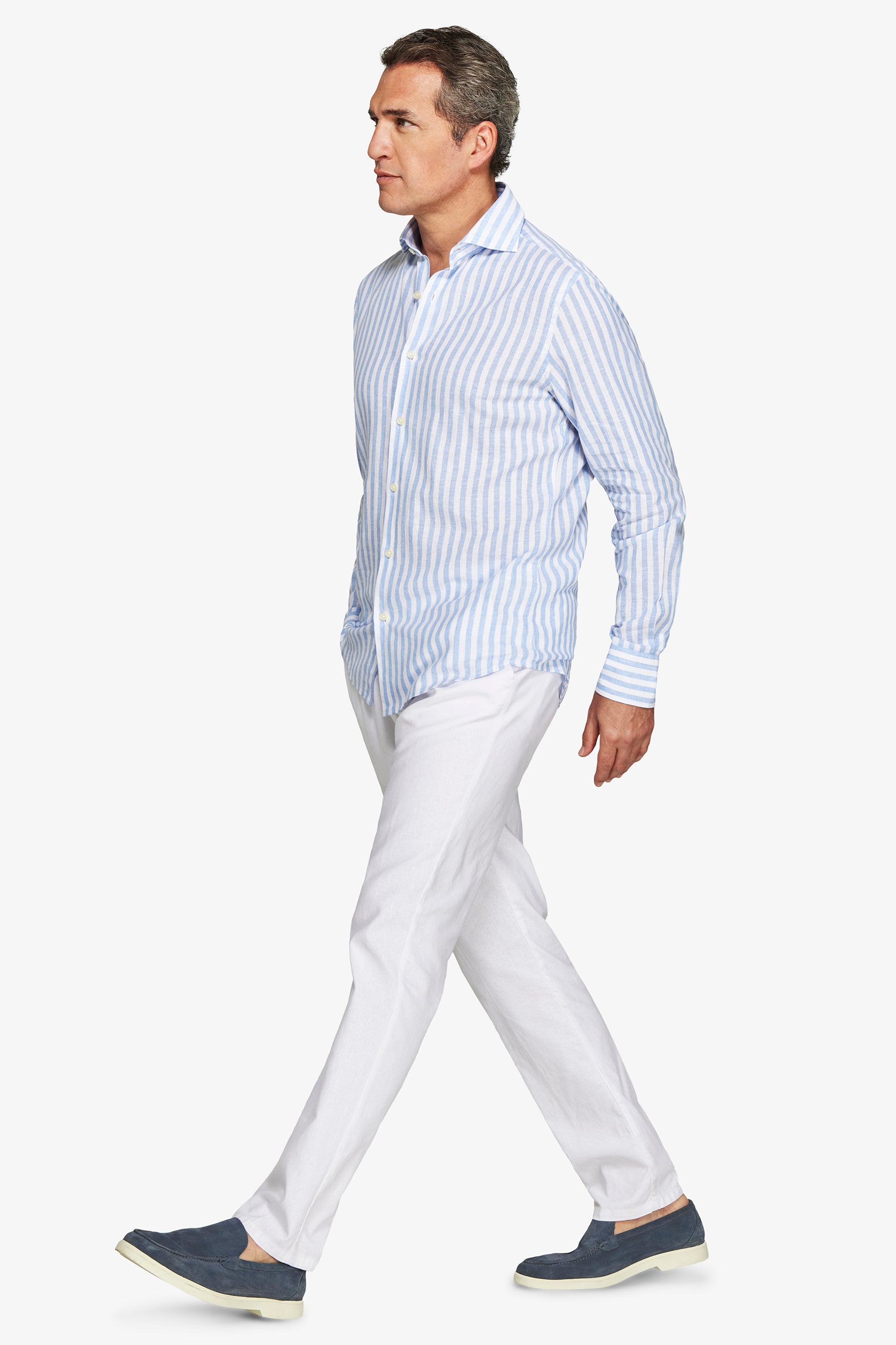 Light blue striped slim shirt