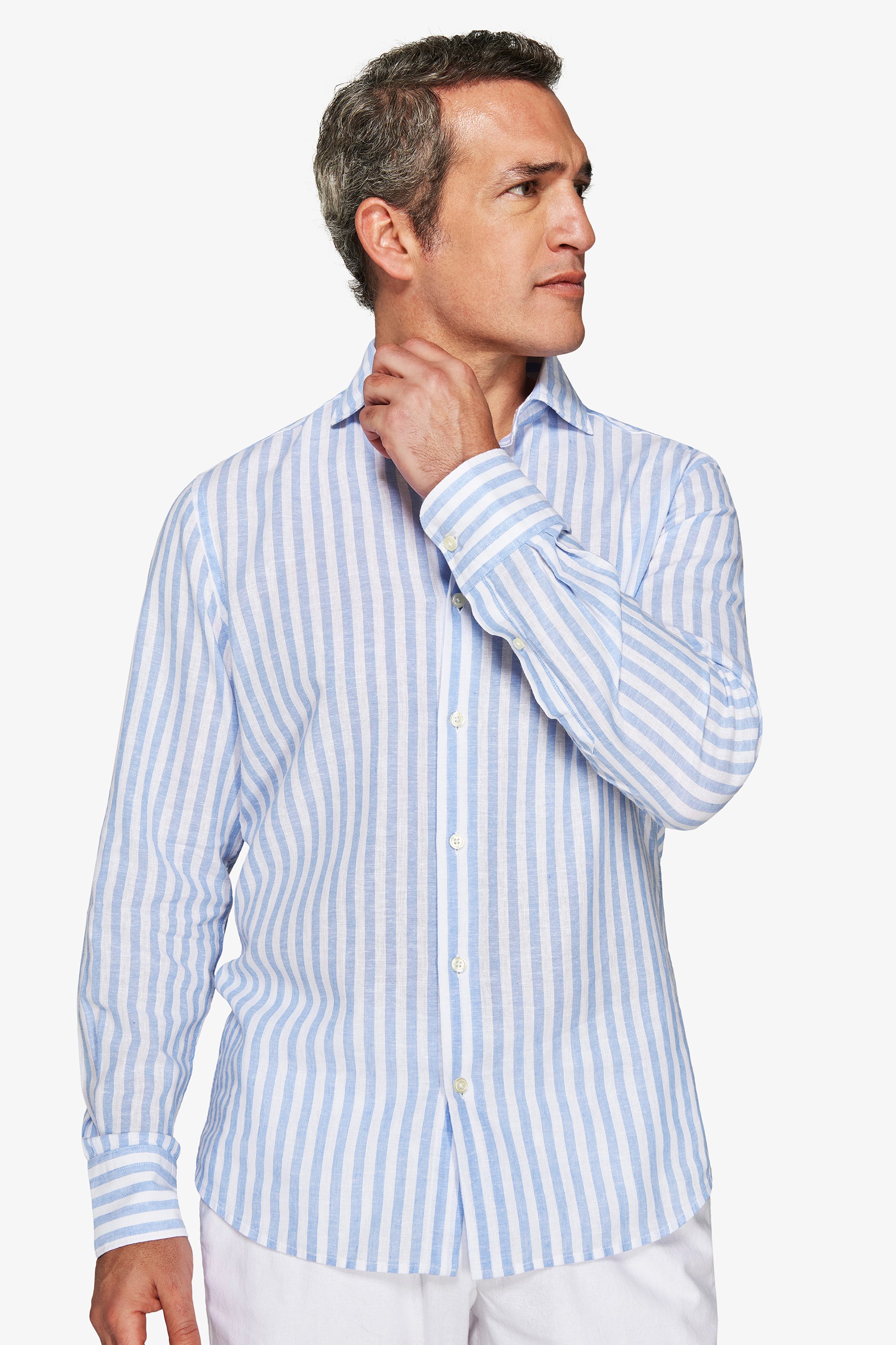 Light blue striped slim shirt