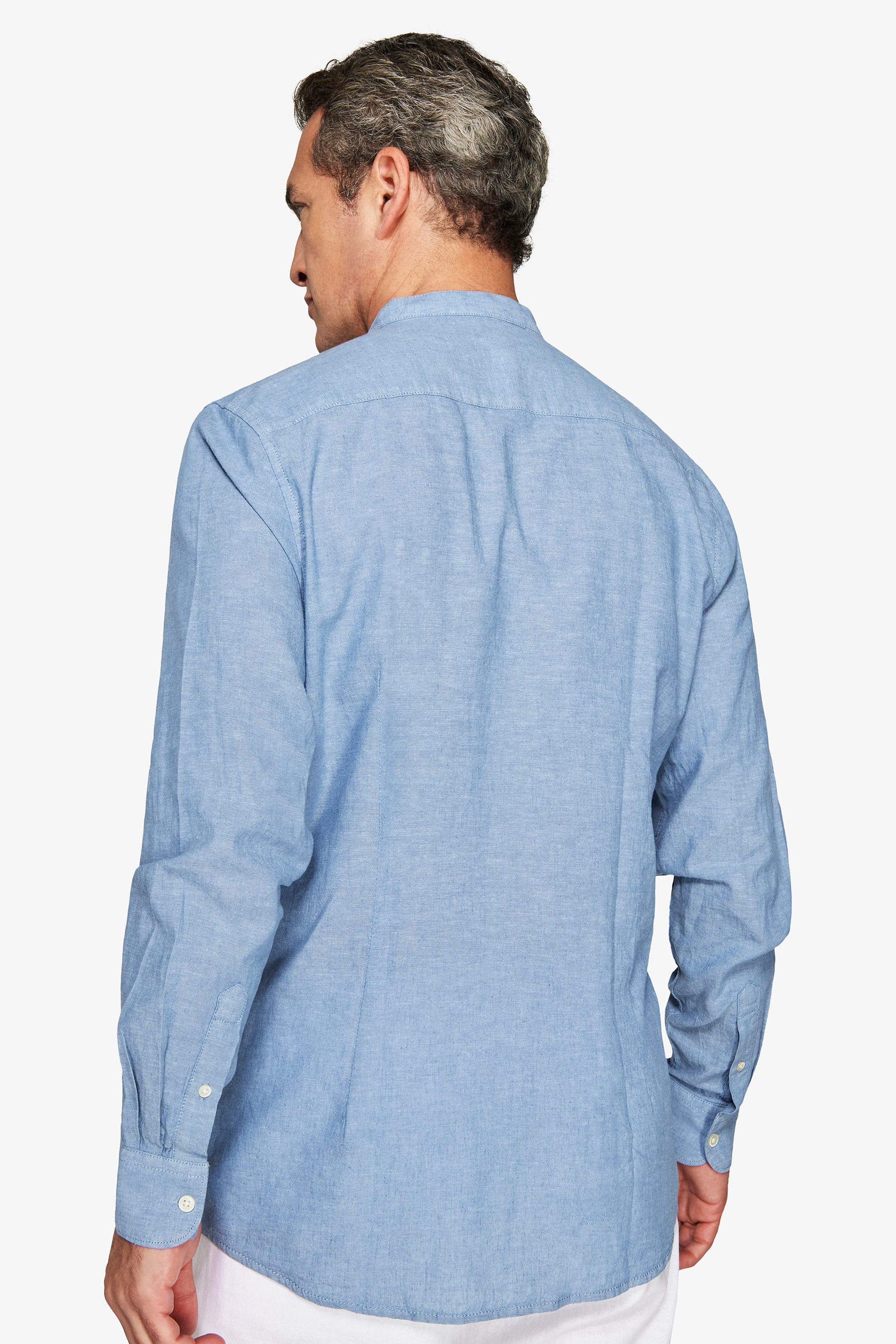 Avion linen blend mandarin collar shirt
