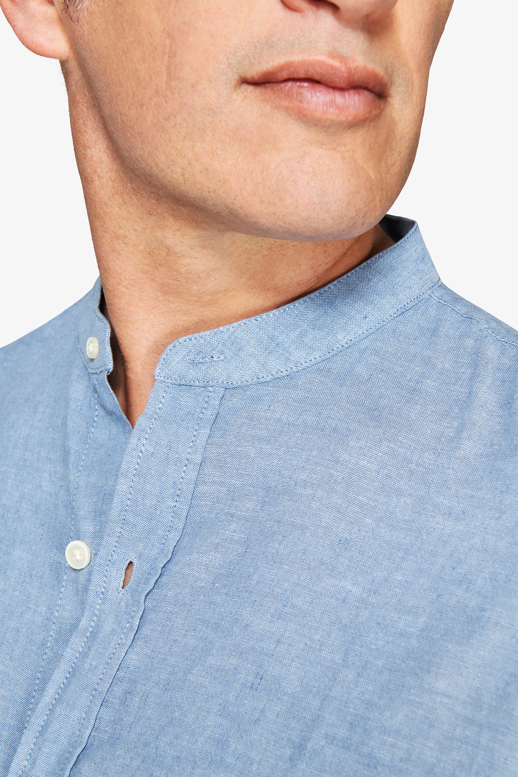 Avion linen blend mandarin collar shirt