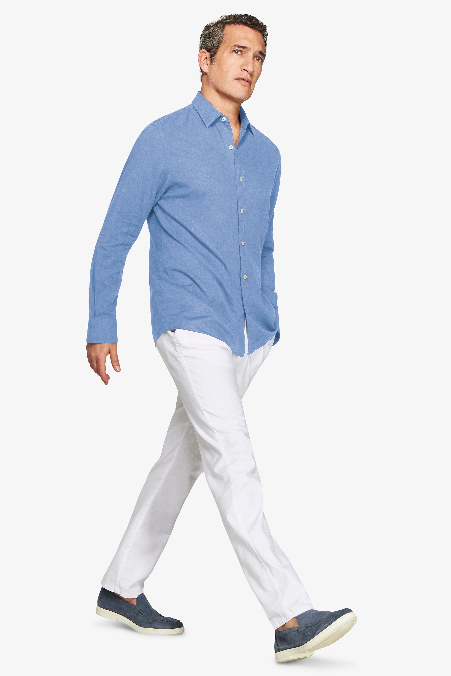 Chemise décontractée en polylin bleu turquoise