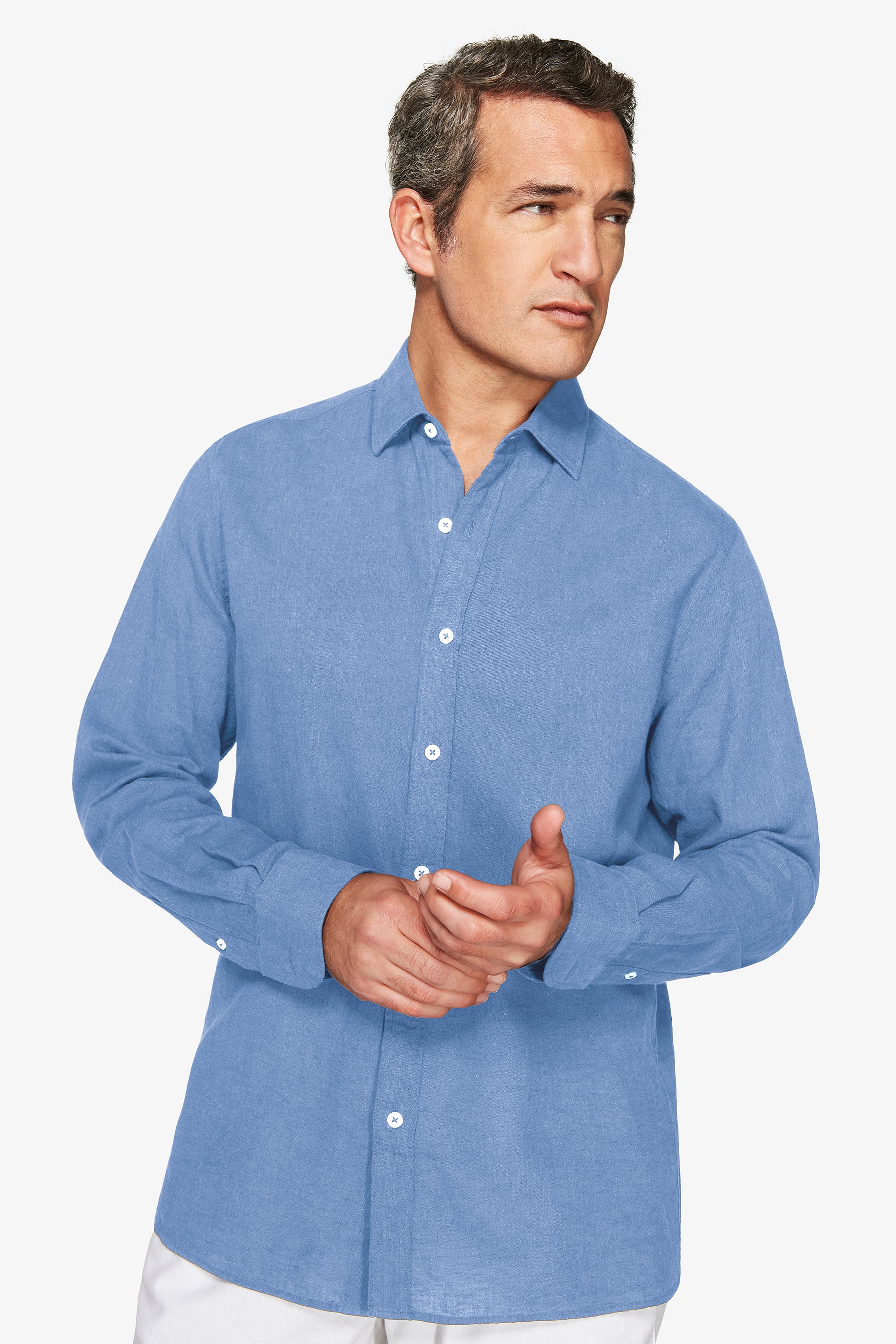 Chemise décontractée en polylin bleu turquoise