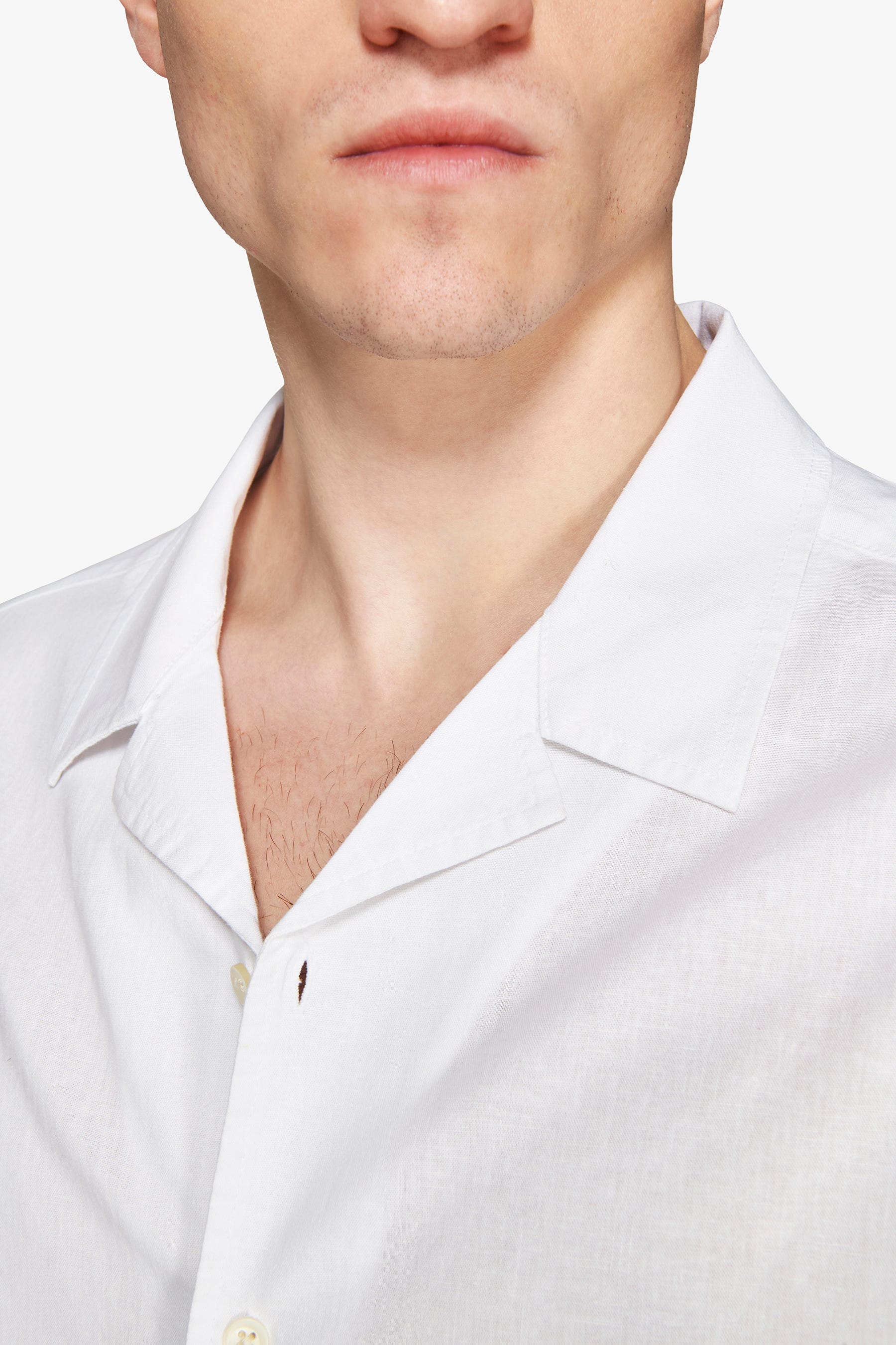 White linen blend Hawaiian shirt
