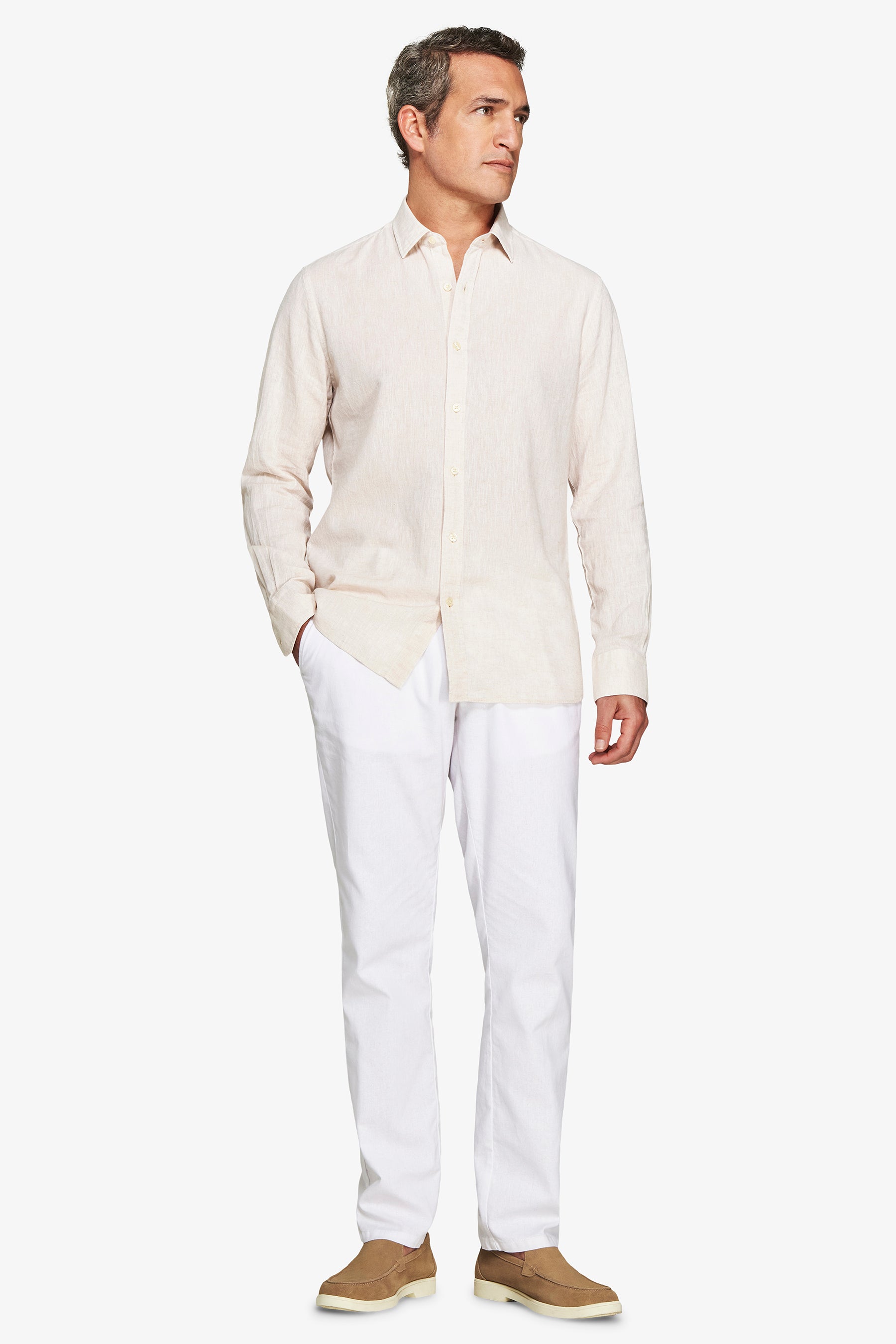 Camicia misto lino relaxed beige-Dan John