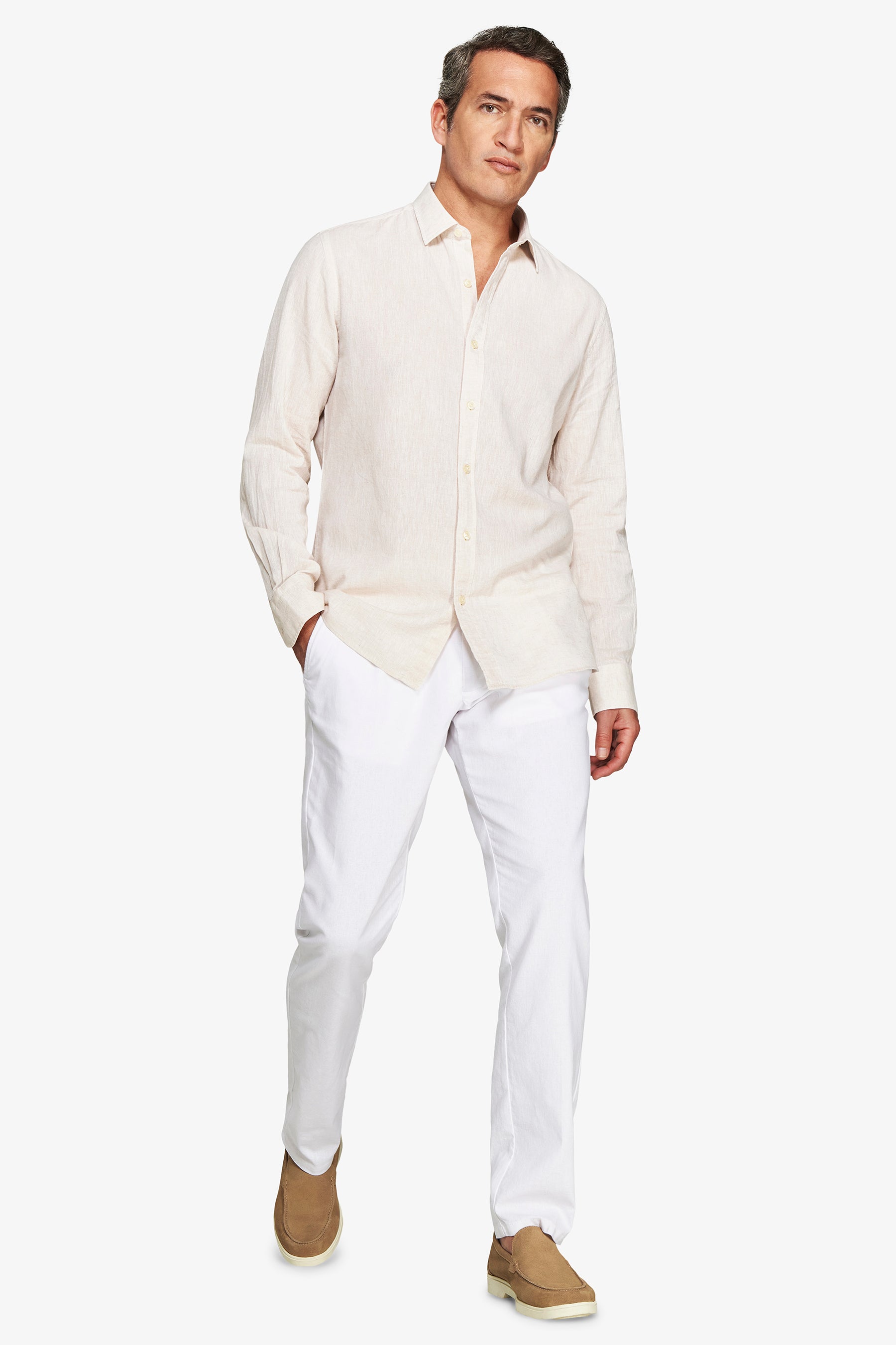 Camicia misto lino relaxed beige-Dan John