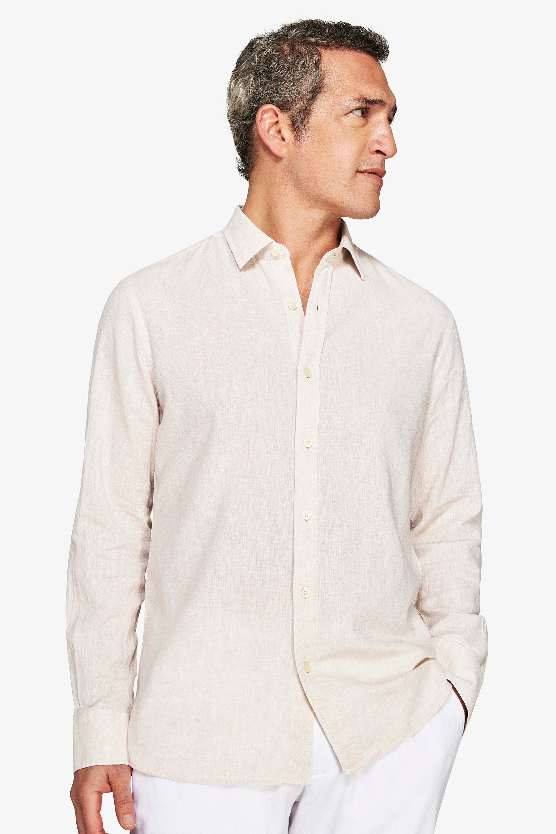 Camicia misto lino relaxed beige-Dan John