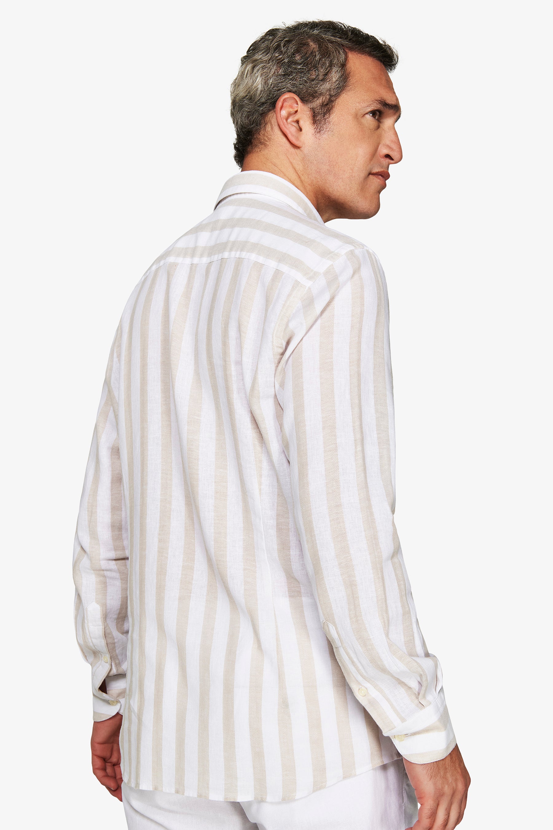 Camicia misto lino Herringbone sabbia