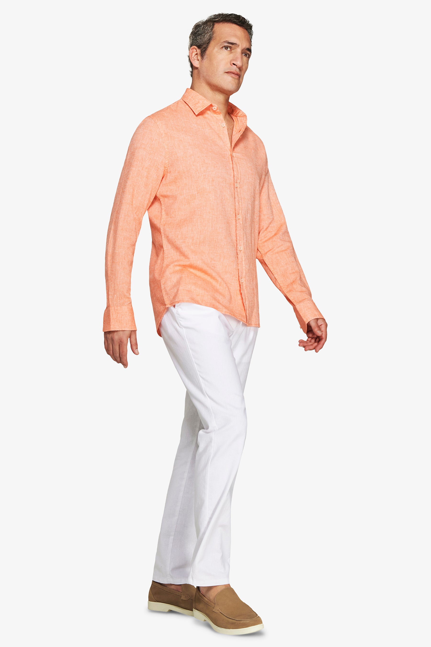 Chemise décontractée en polylin orange
