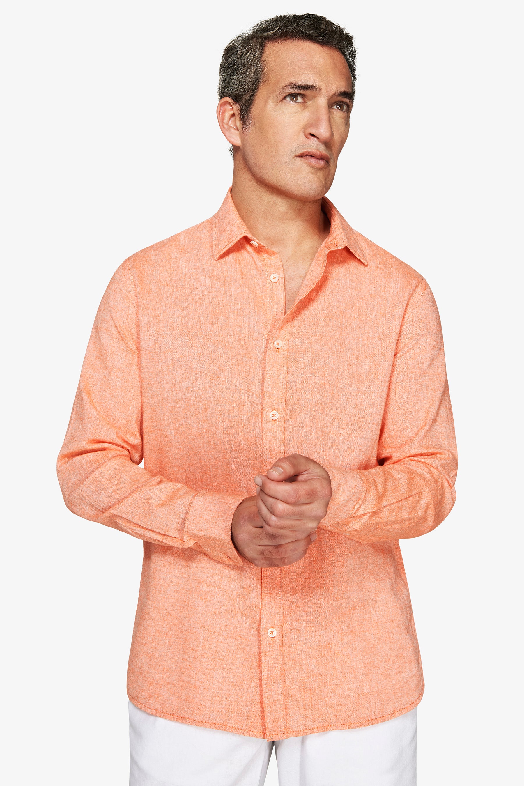 Chemise décontractée en polylin orange