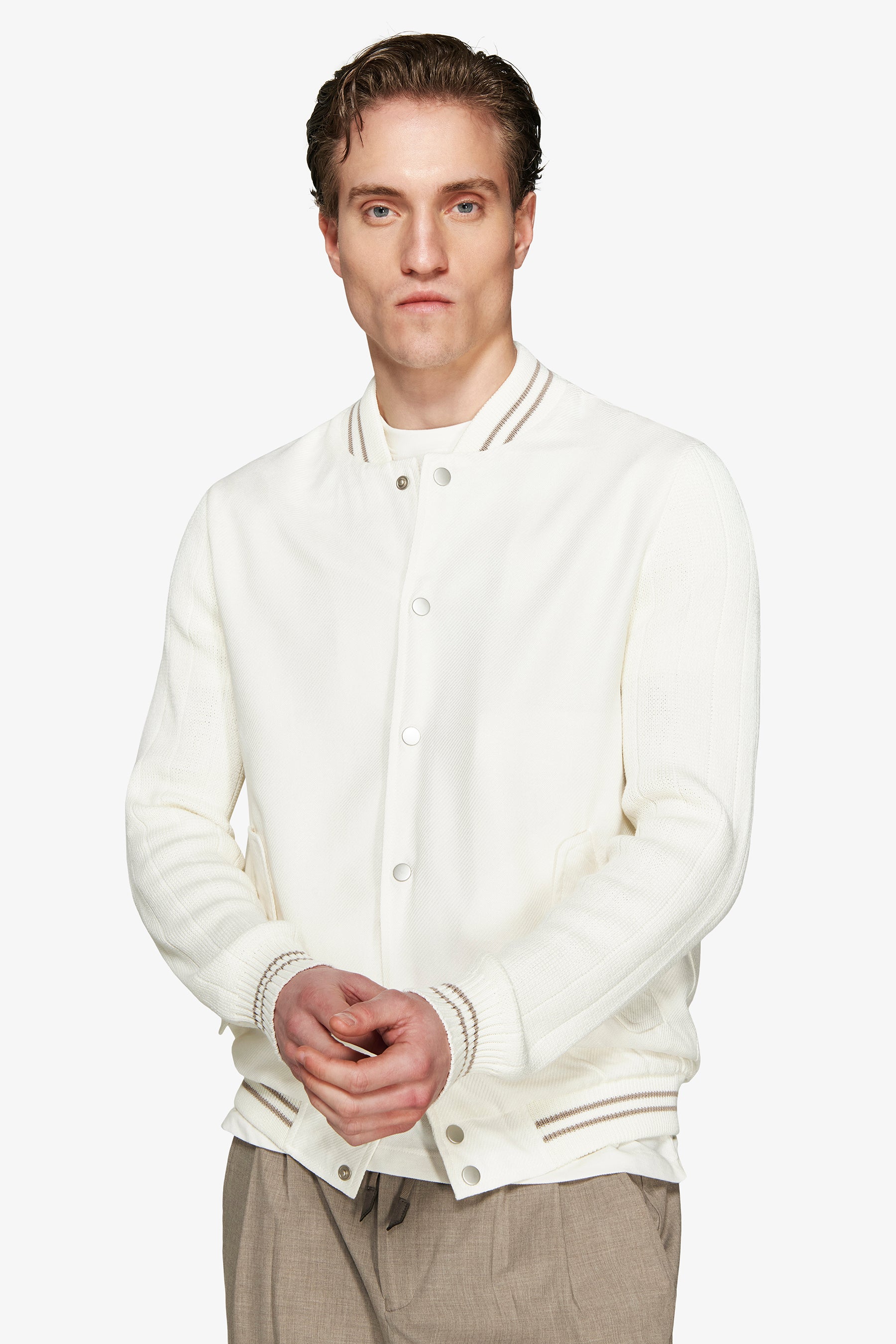Bomber misto lino bimaterico panna DNJ-Dan John