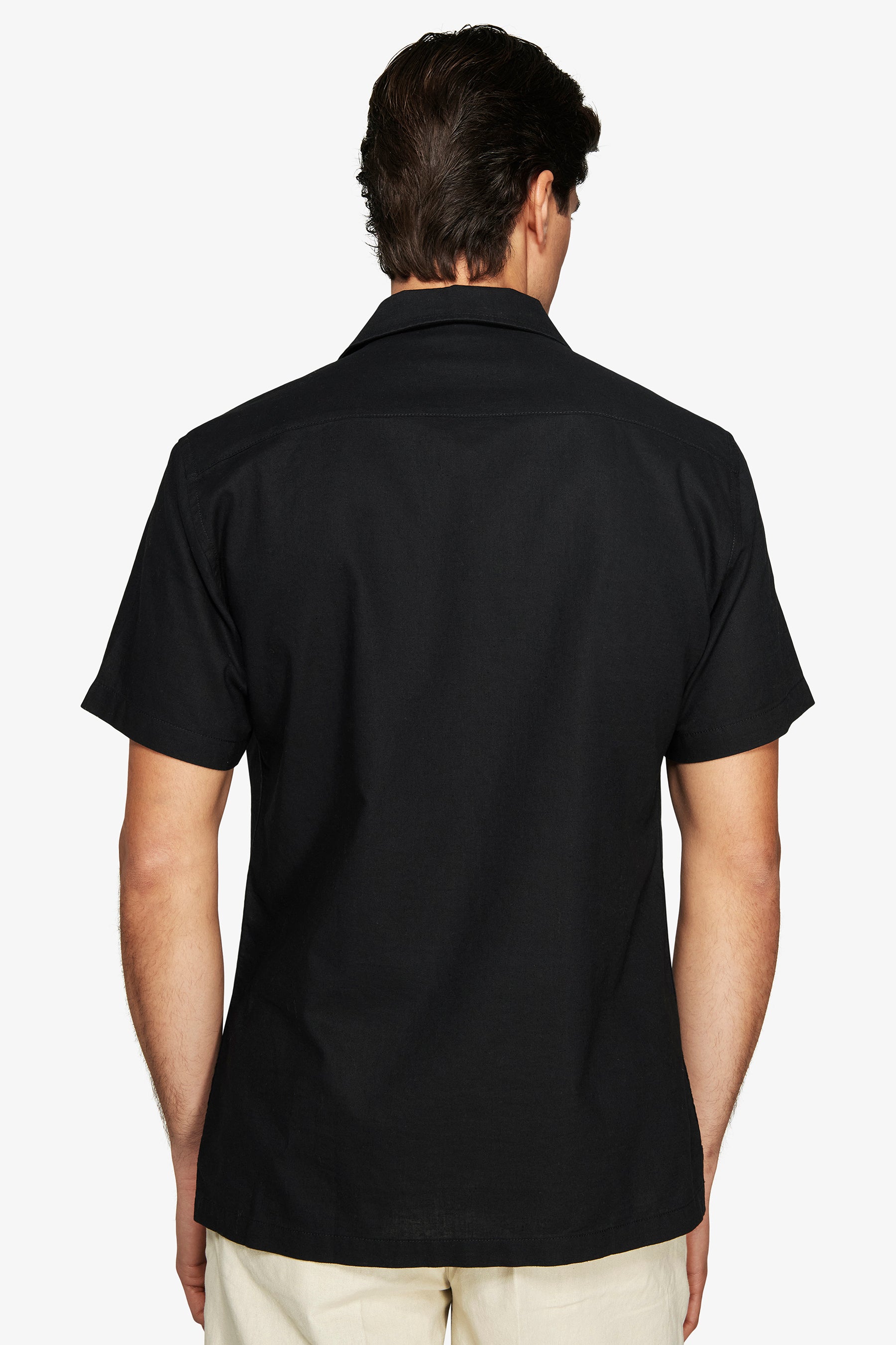 Black Hawaiian linen blend shirt