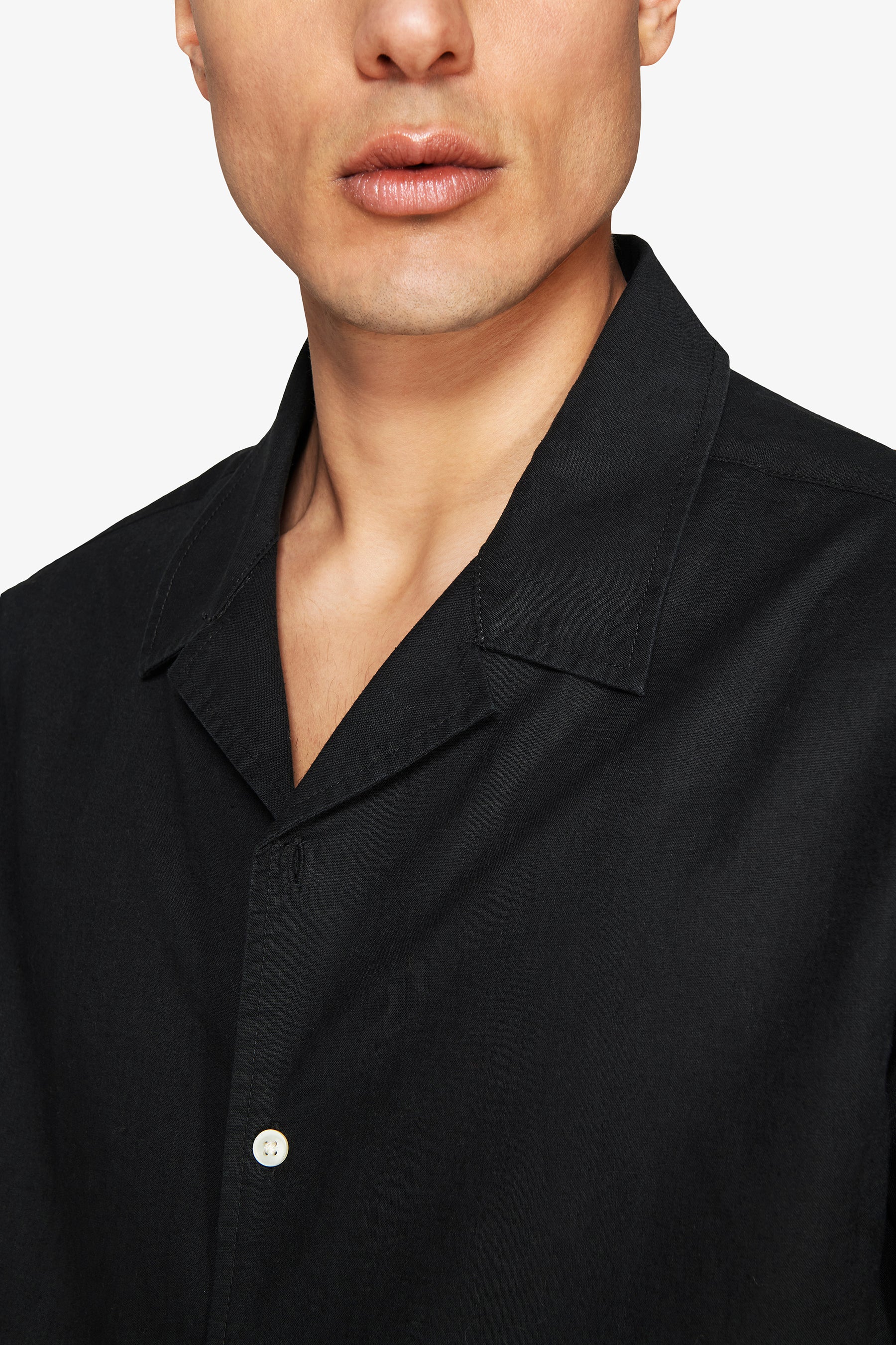 Black Hawaiian linen blend shirt