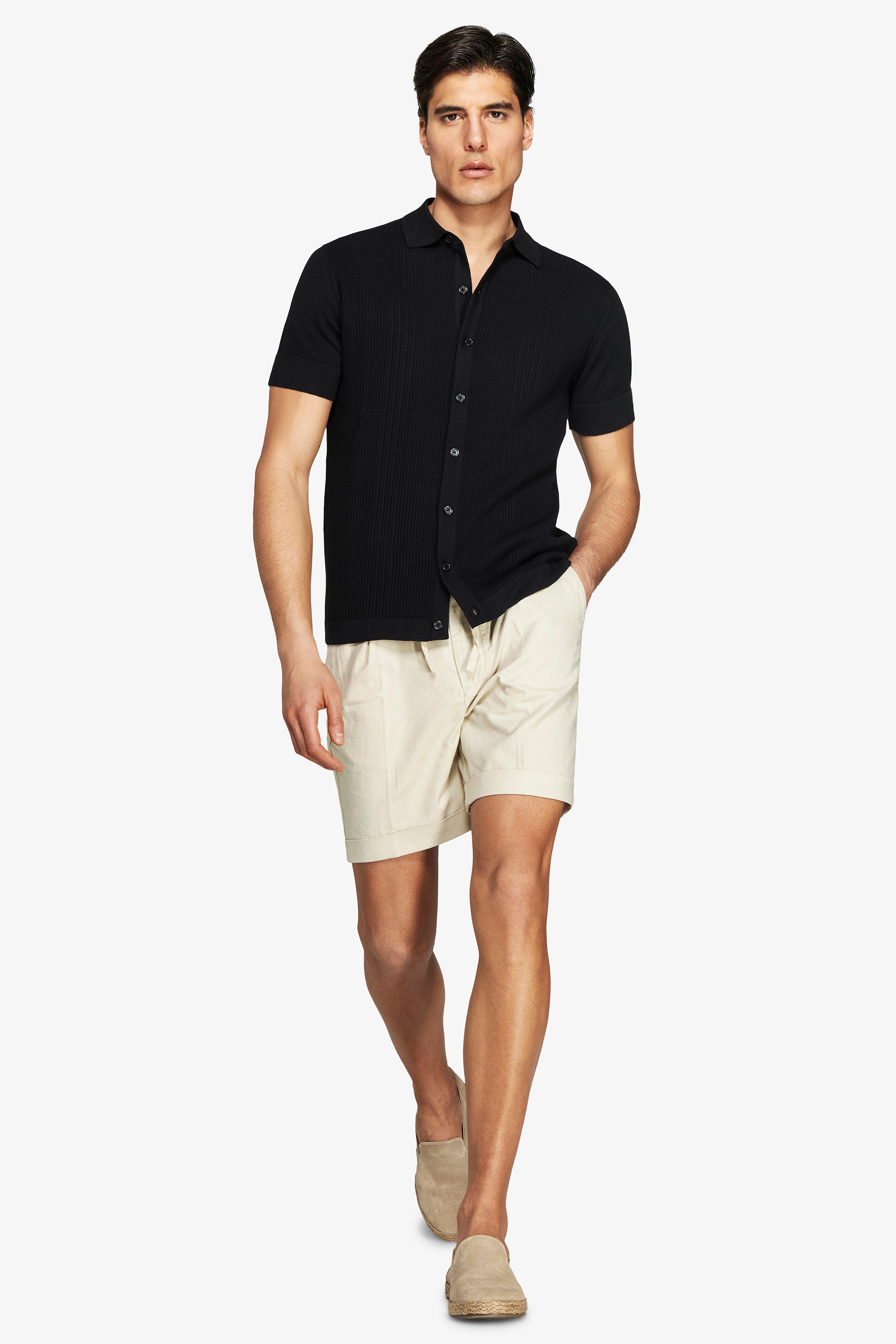 Black textured knit shirt