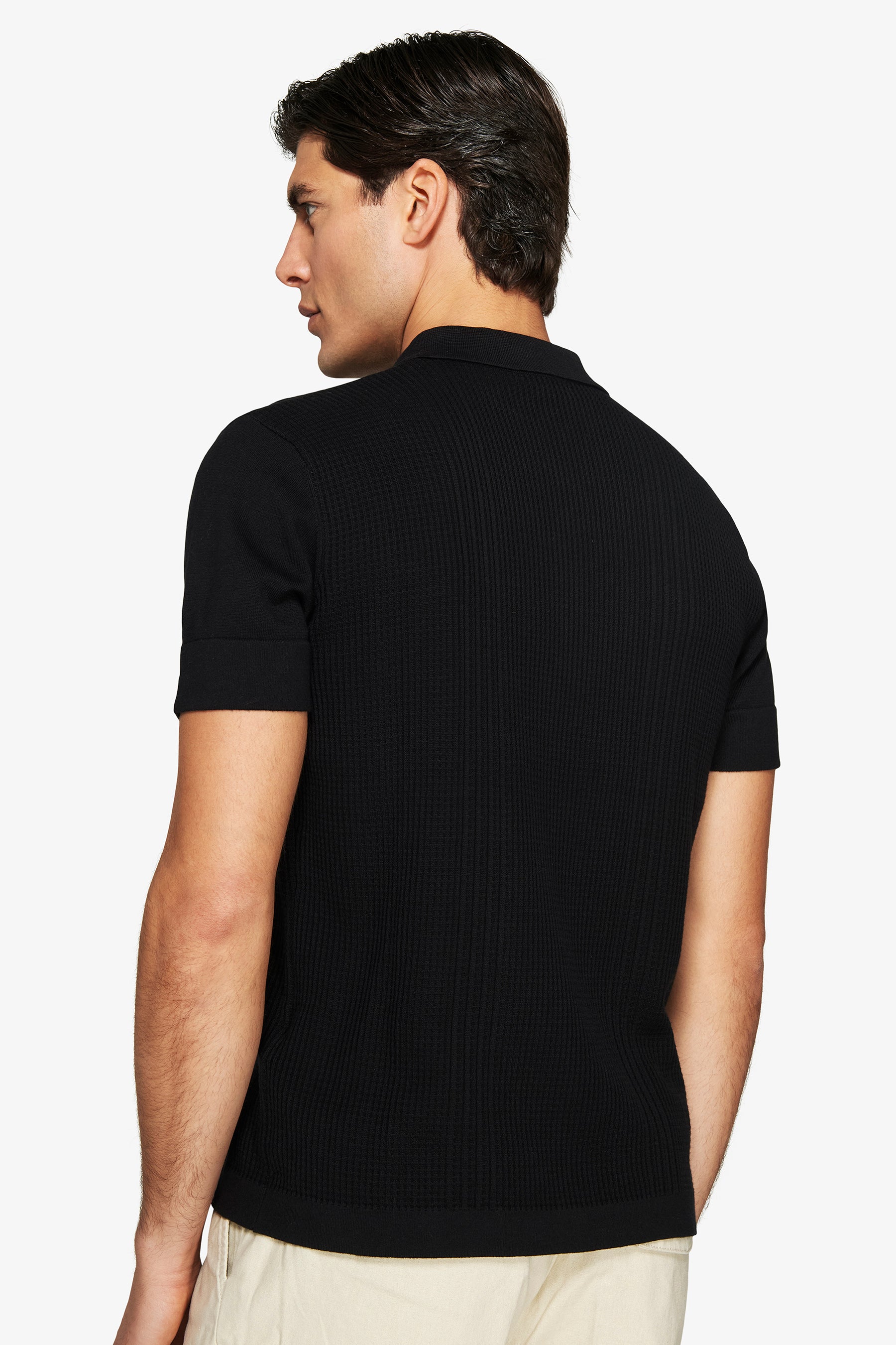 Black textured knit shirt