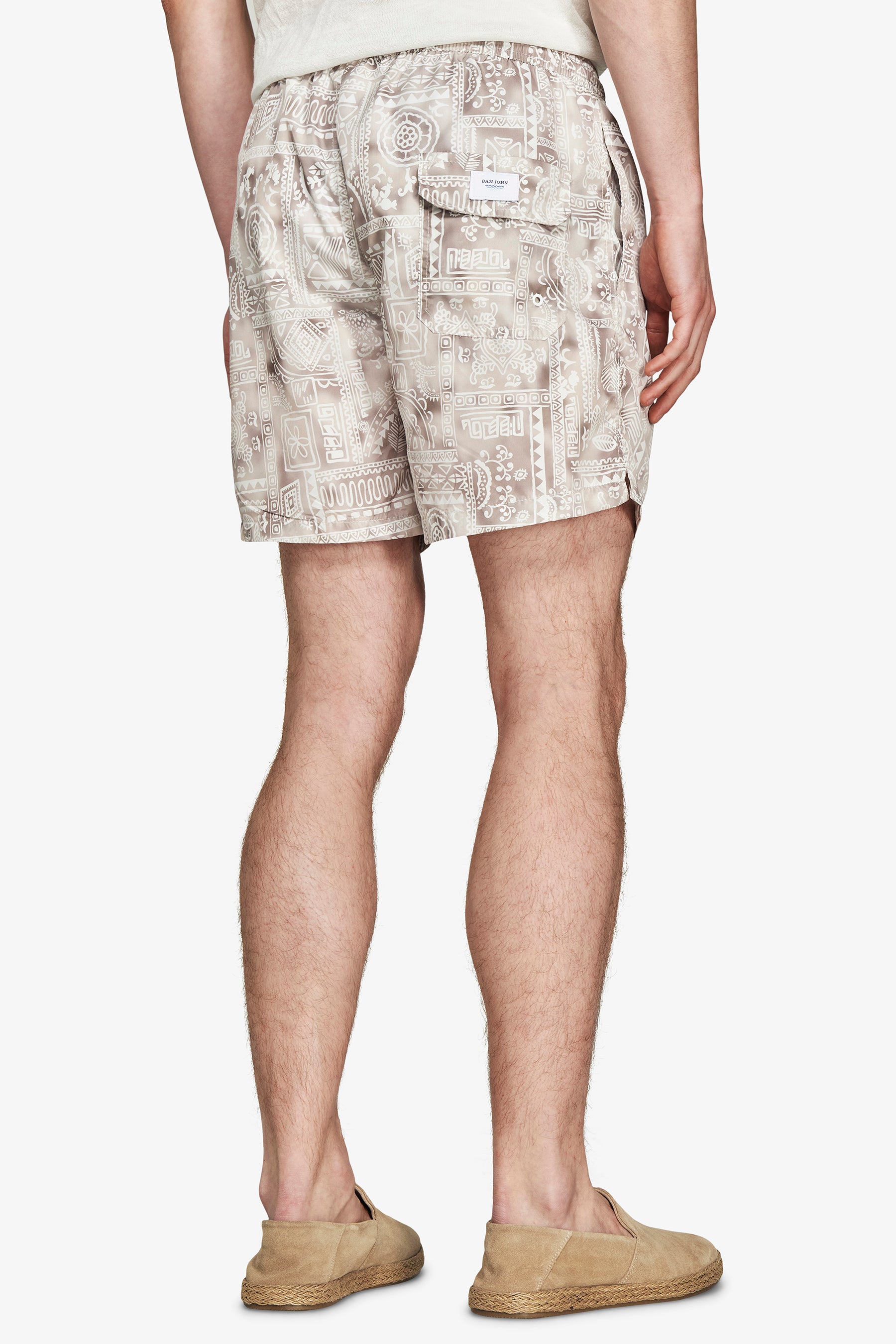 Sand geometric print swim trunks