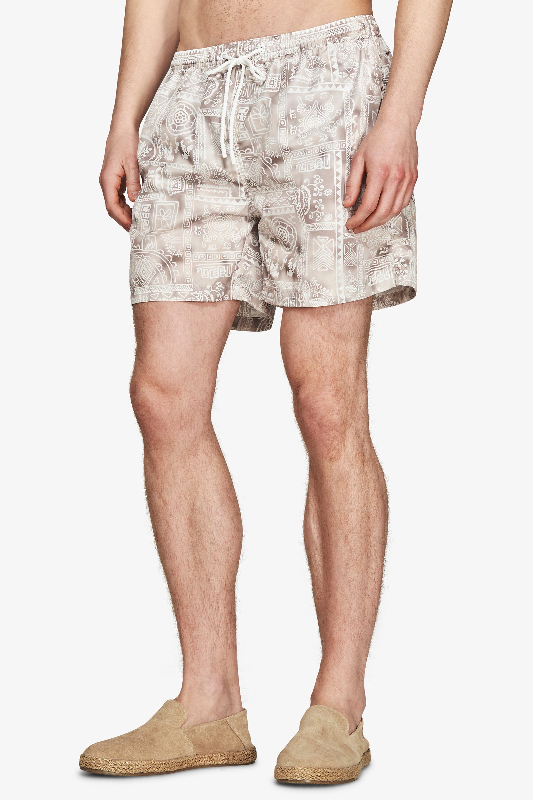 Sand geometric print swim trunks