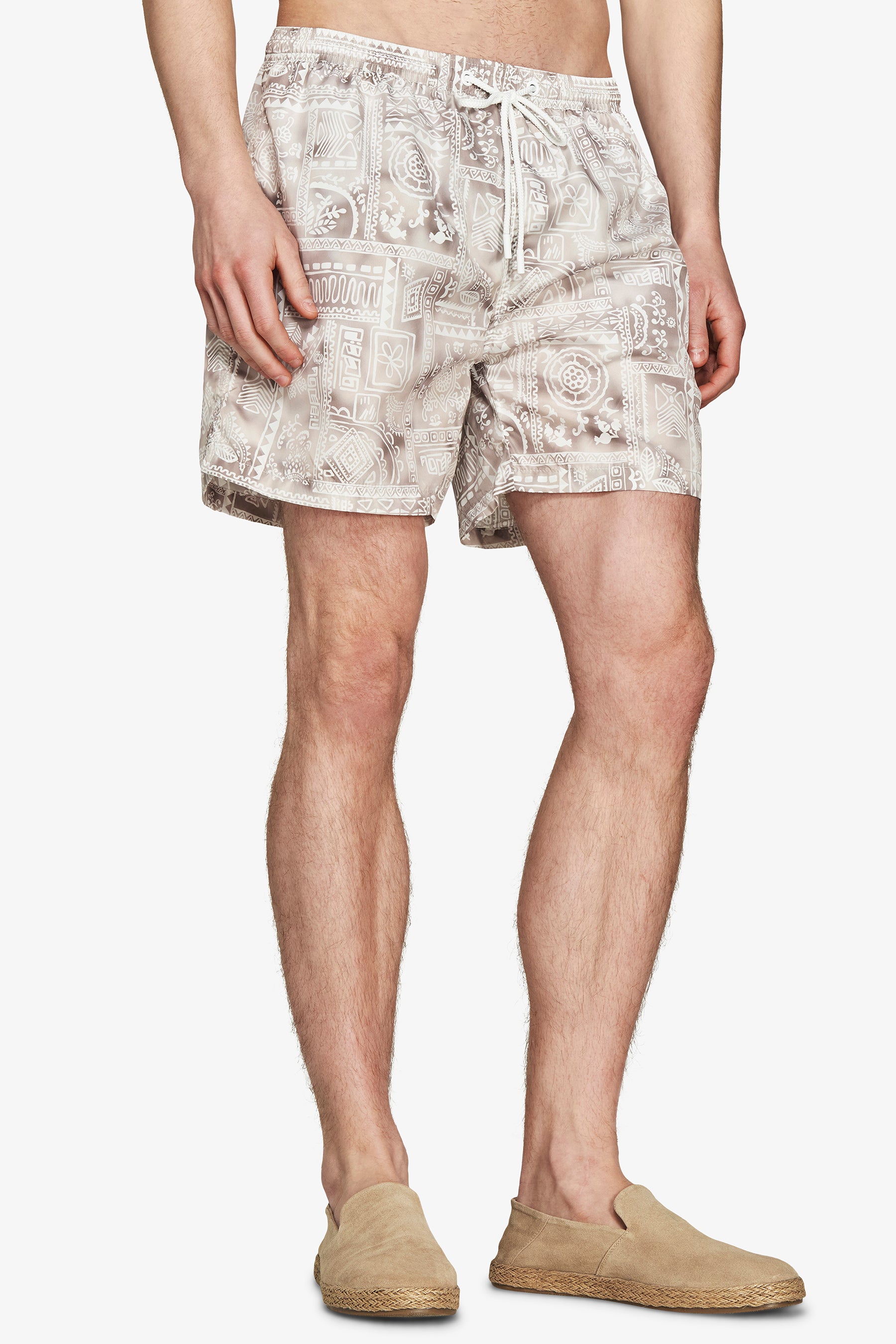 Sand geometric print swim trunks