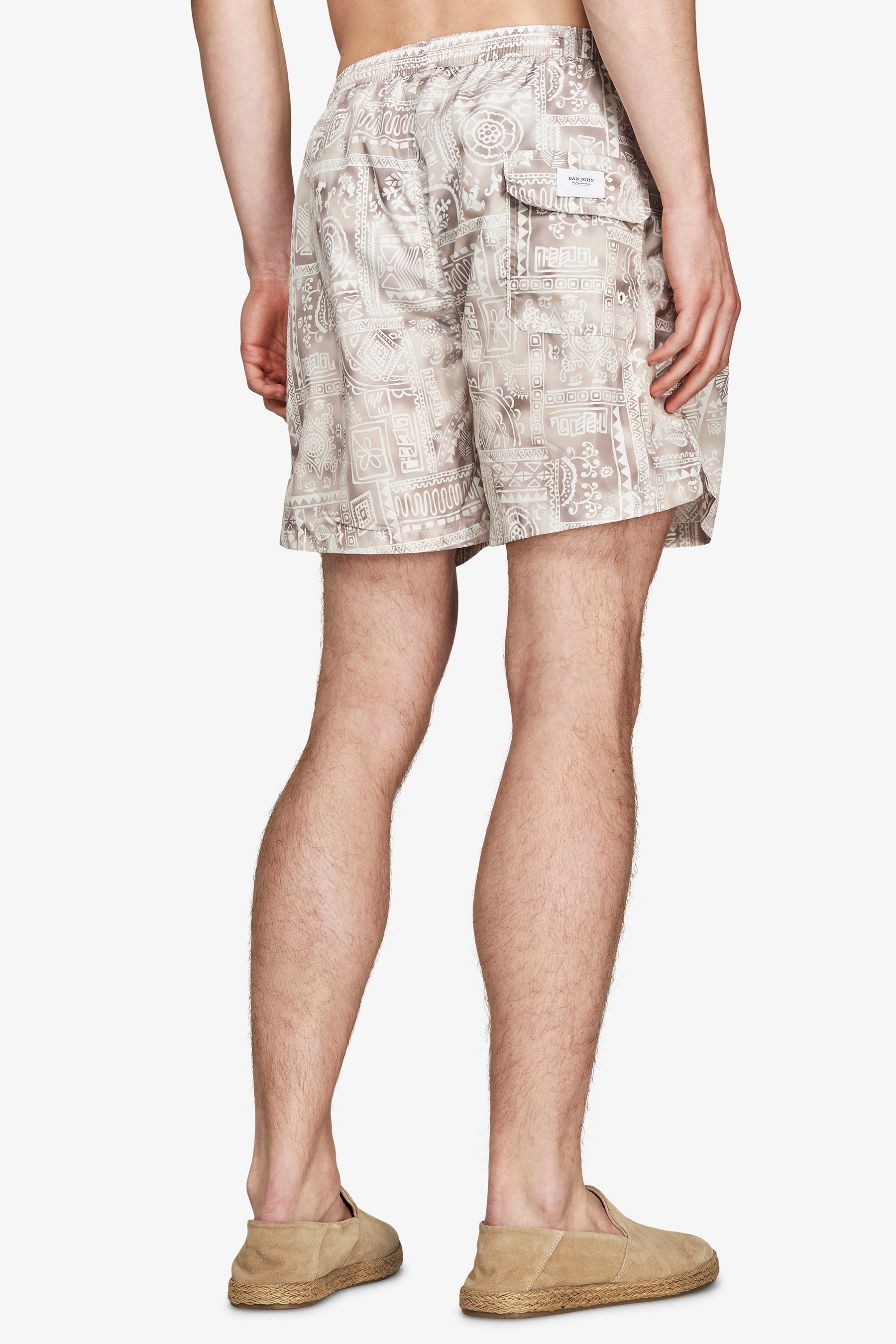 Sand geometric print swim trunks