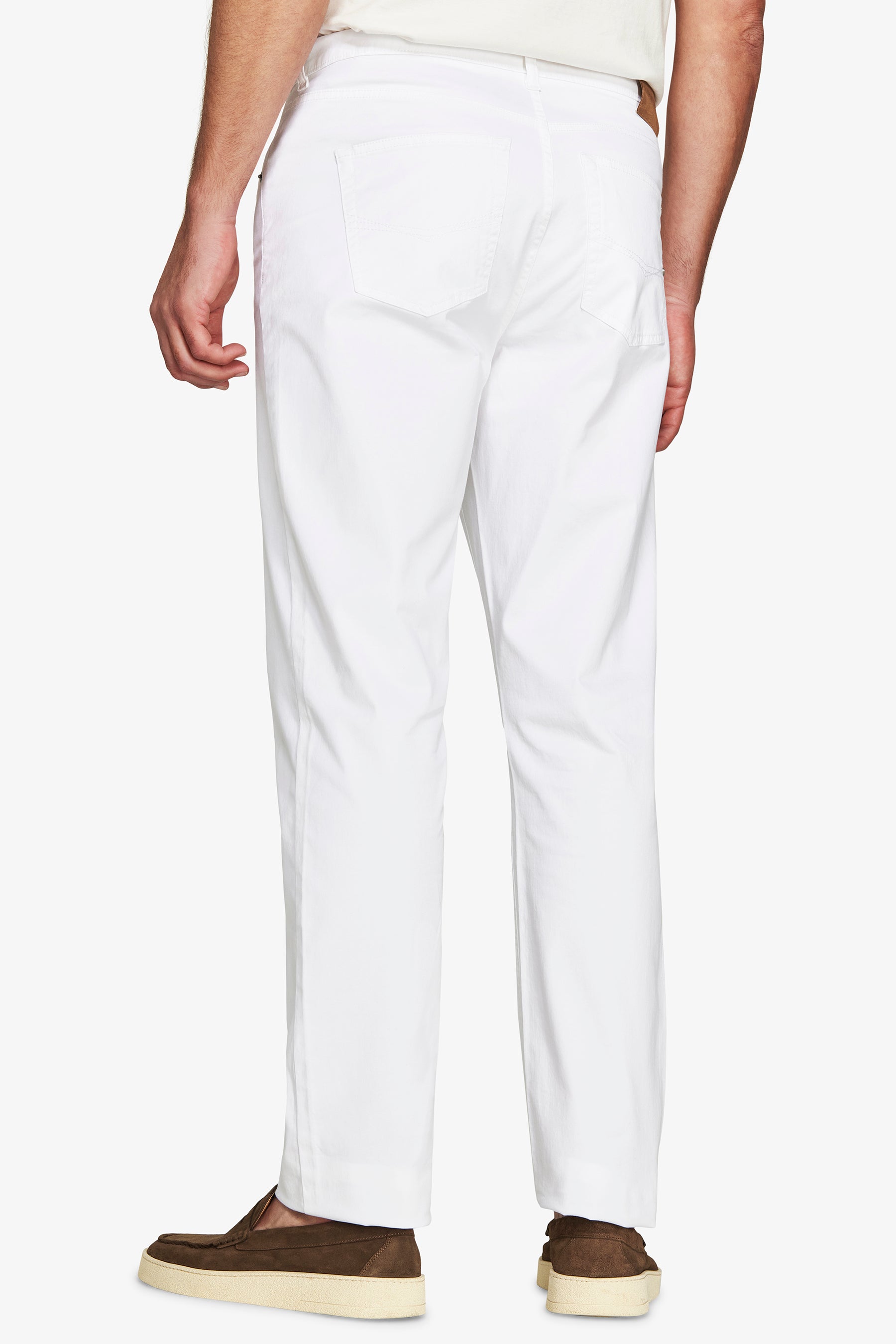 Pantaloni 5 tasche gabardina bianchi