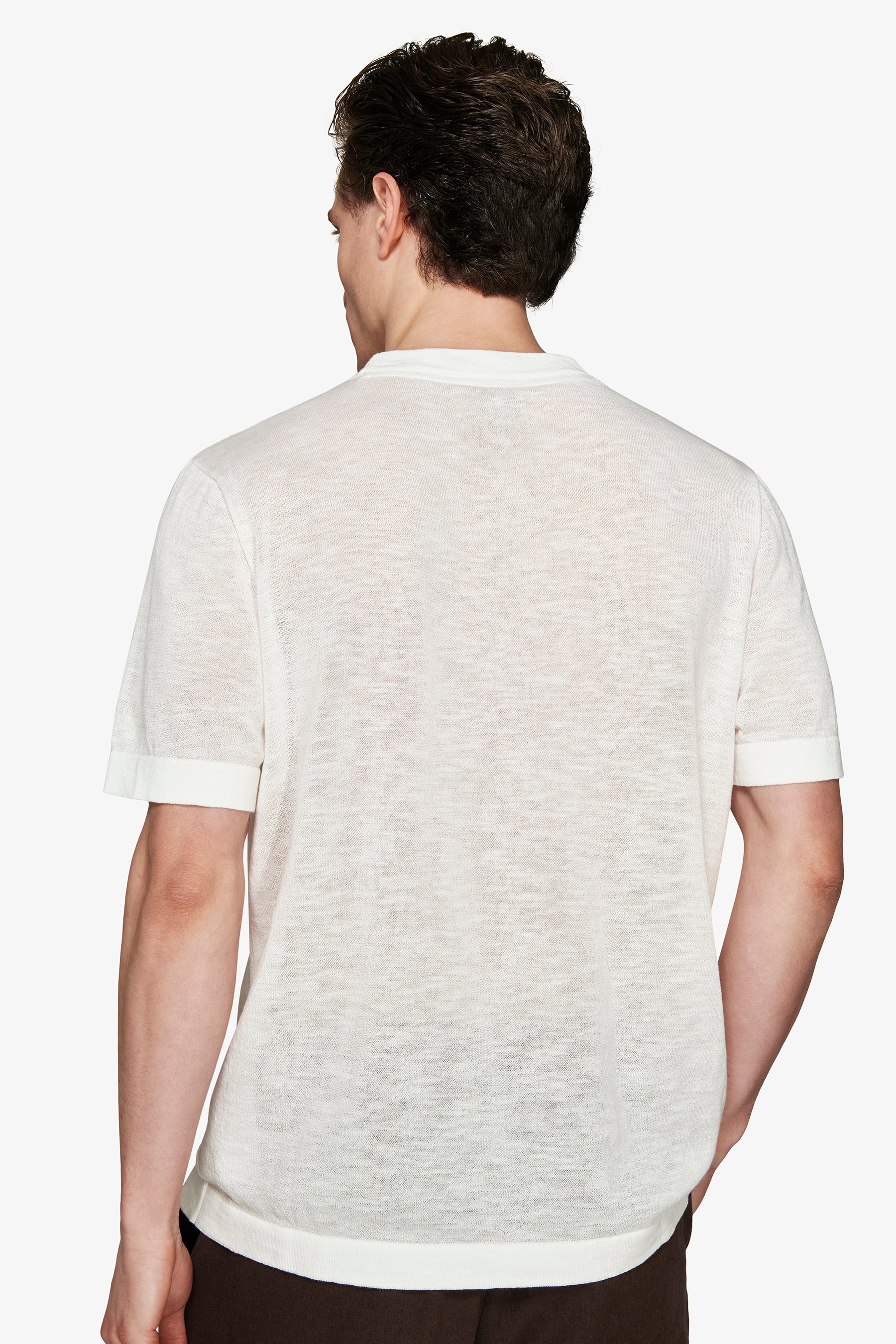 VOLUME White linen blend t-shirt