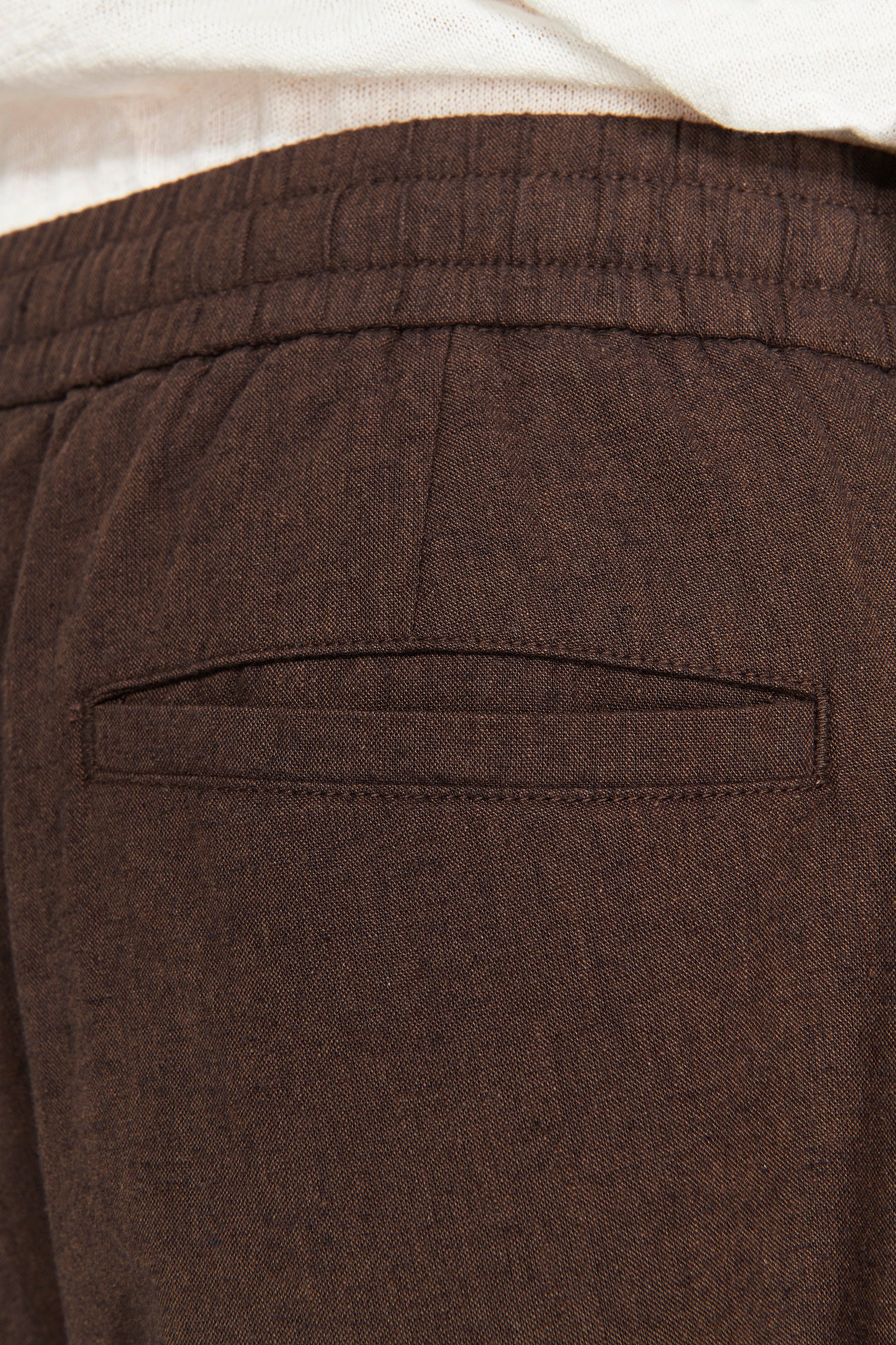 Pantaloni misto lino marroni "Volume"
