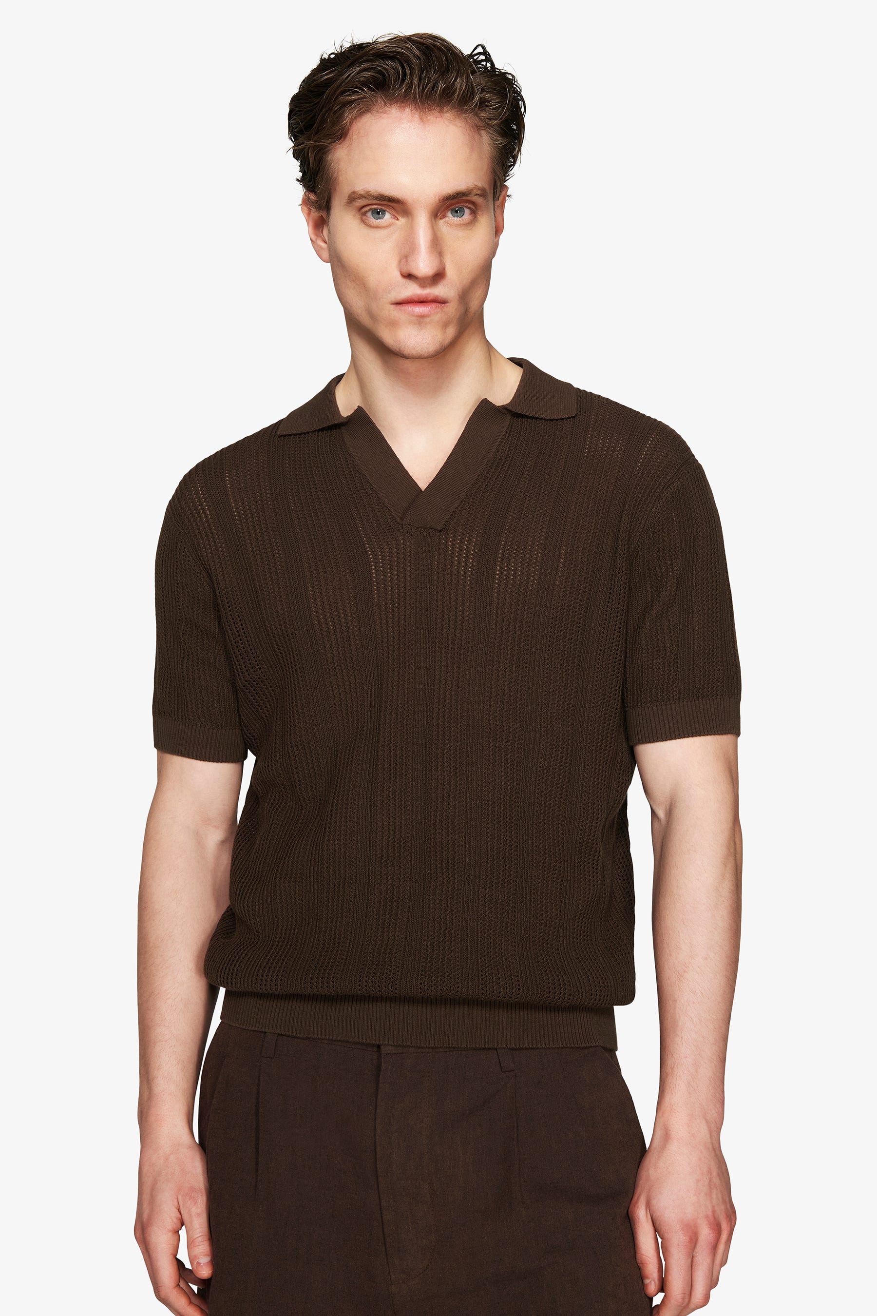Polo in maglia armaturata moro "Volume"