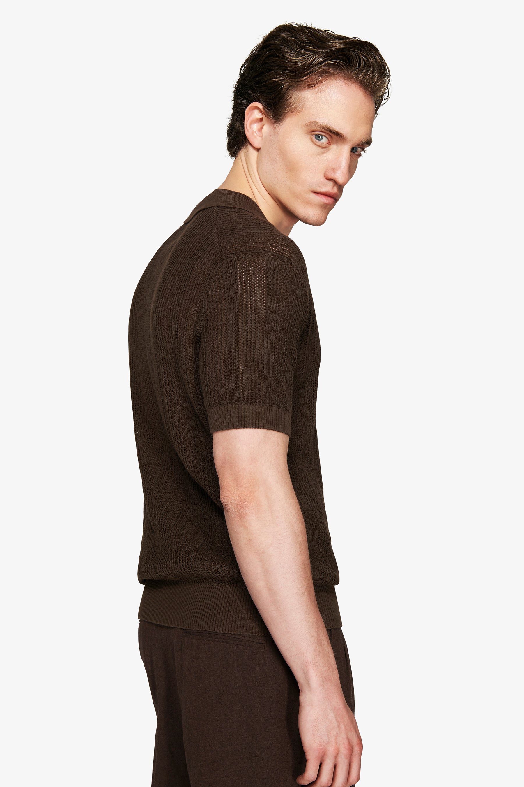 Polo in maglia armaturata moro "Volume"
