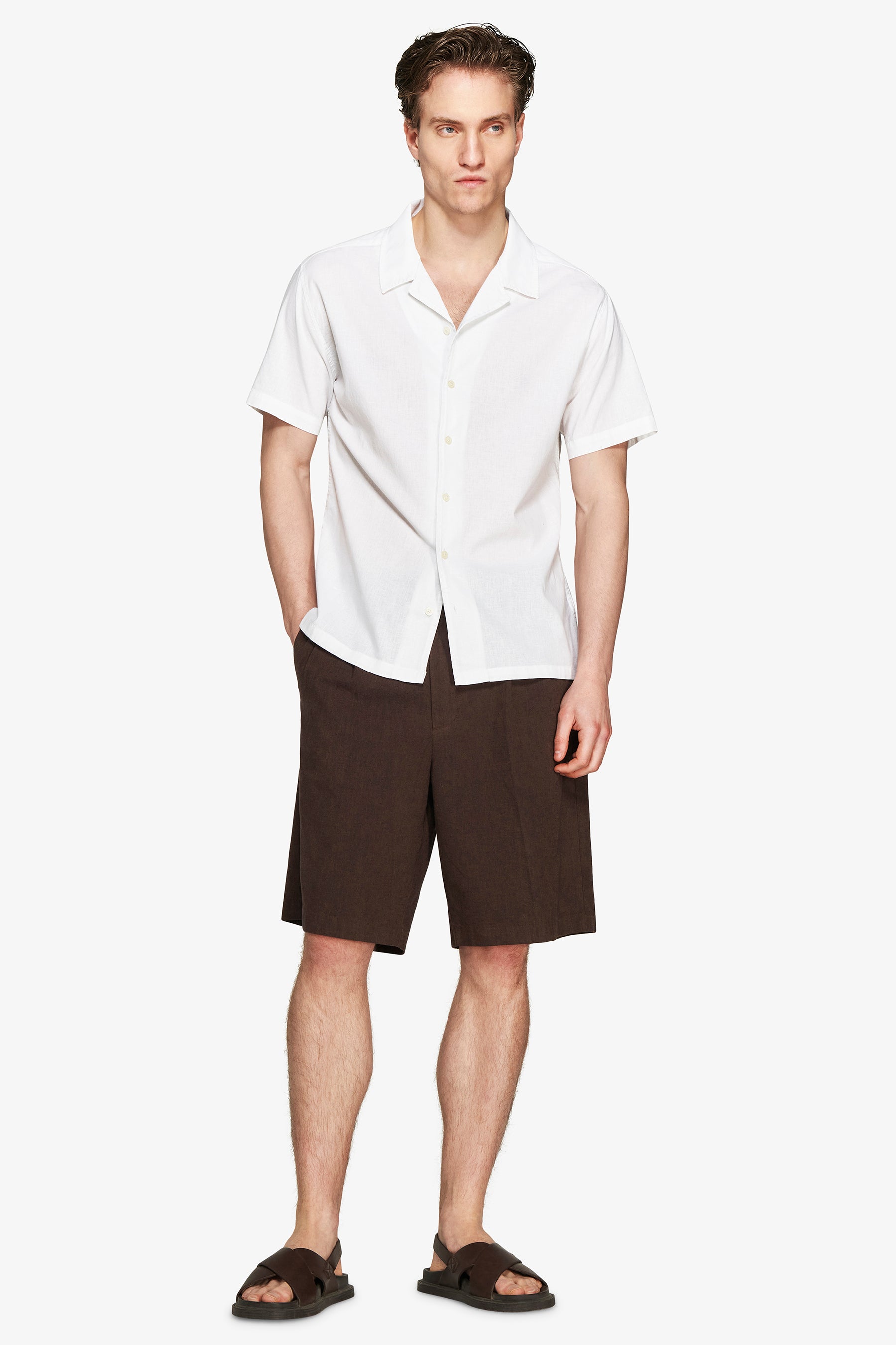 VOLUME White Hawaiian linen blend shirt