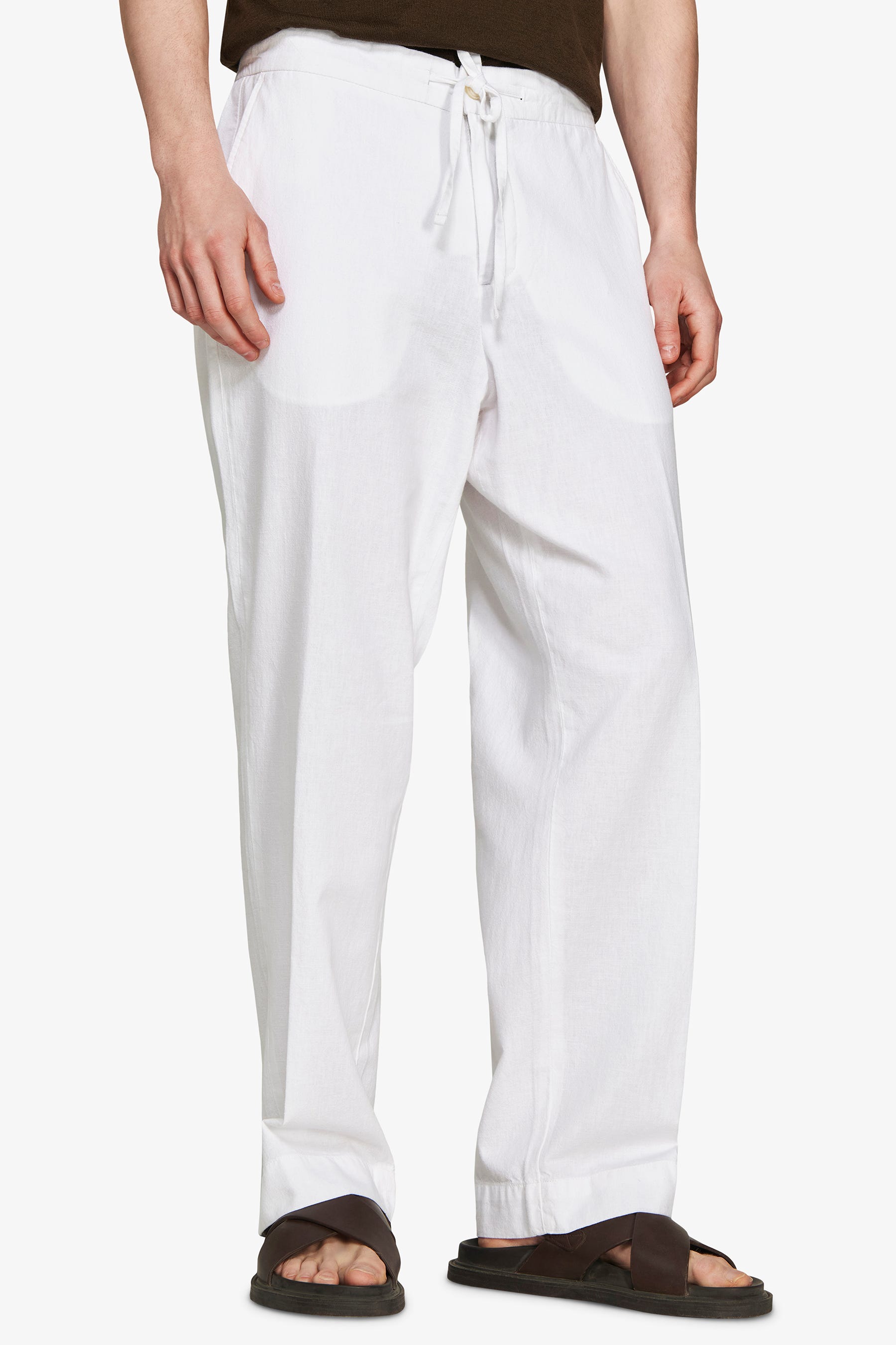 VOLUME White linen blend trousers