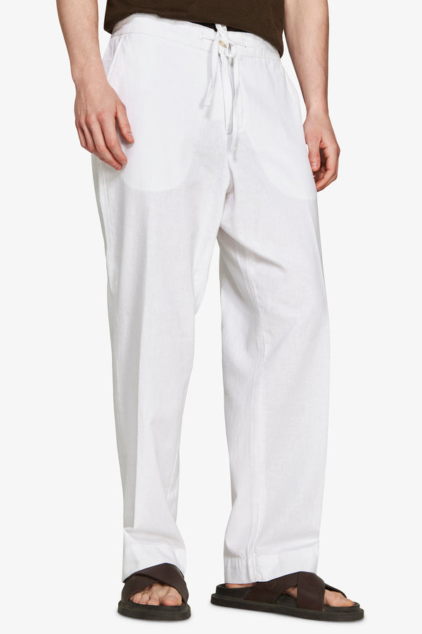VOLUME White linen blend trousers