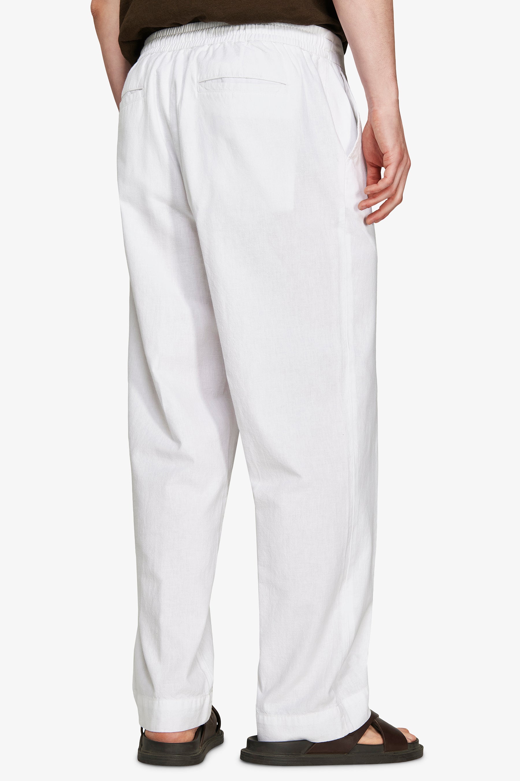 Pantaloni misto lino bianchi "Volume"