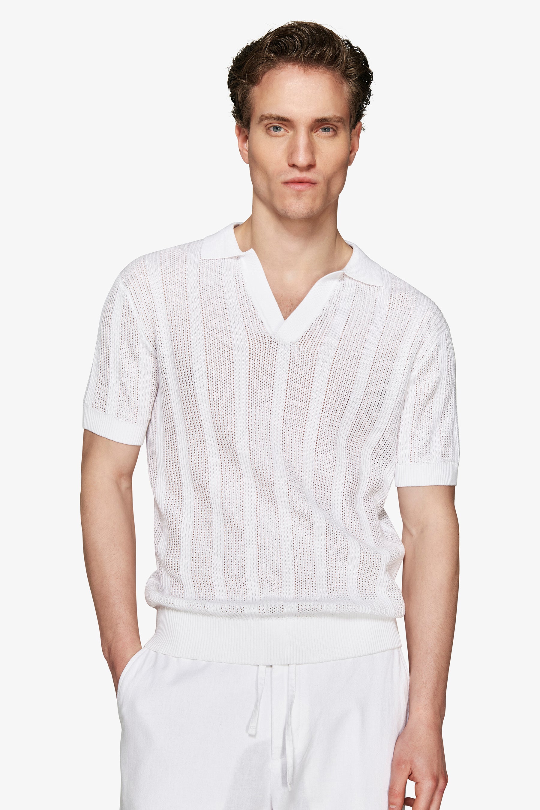 Polo in maglia armaturata bianca "Volume"