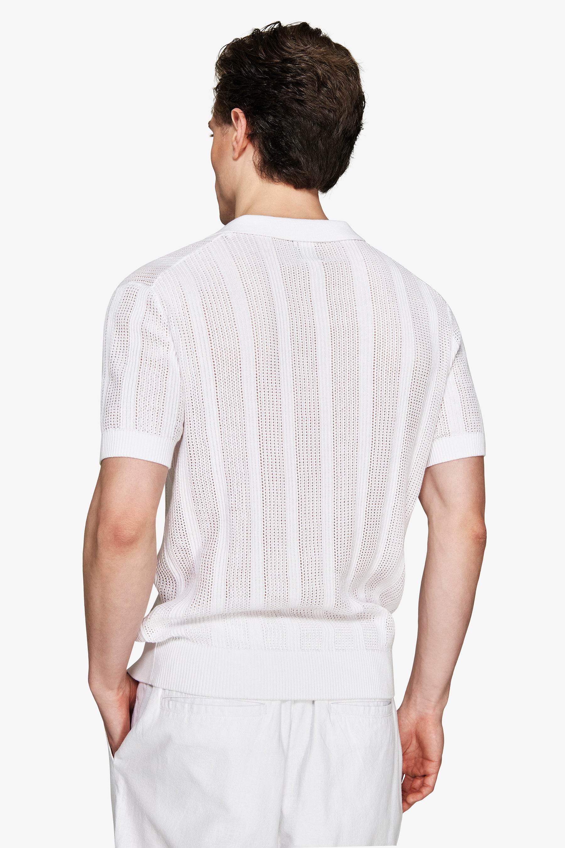 Polo in maglia armaturata bianca "Volume"