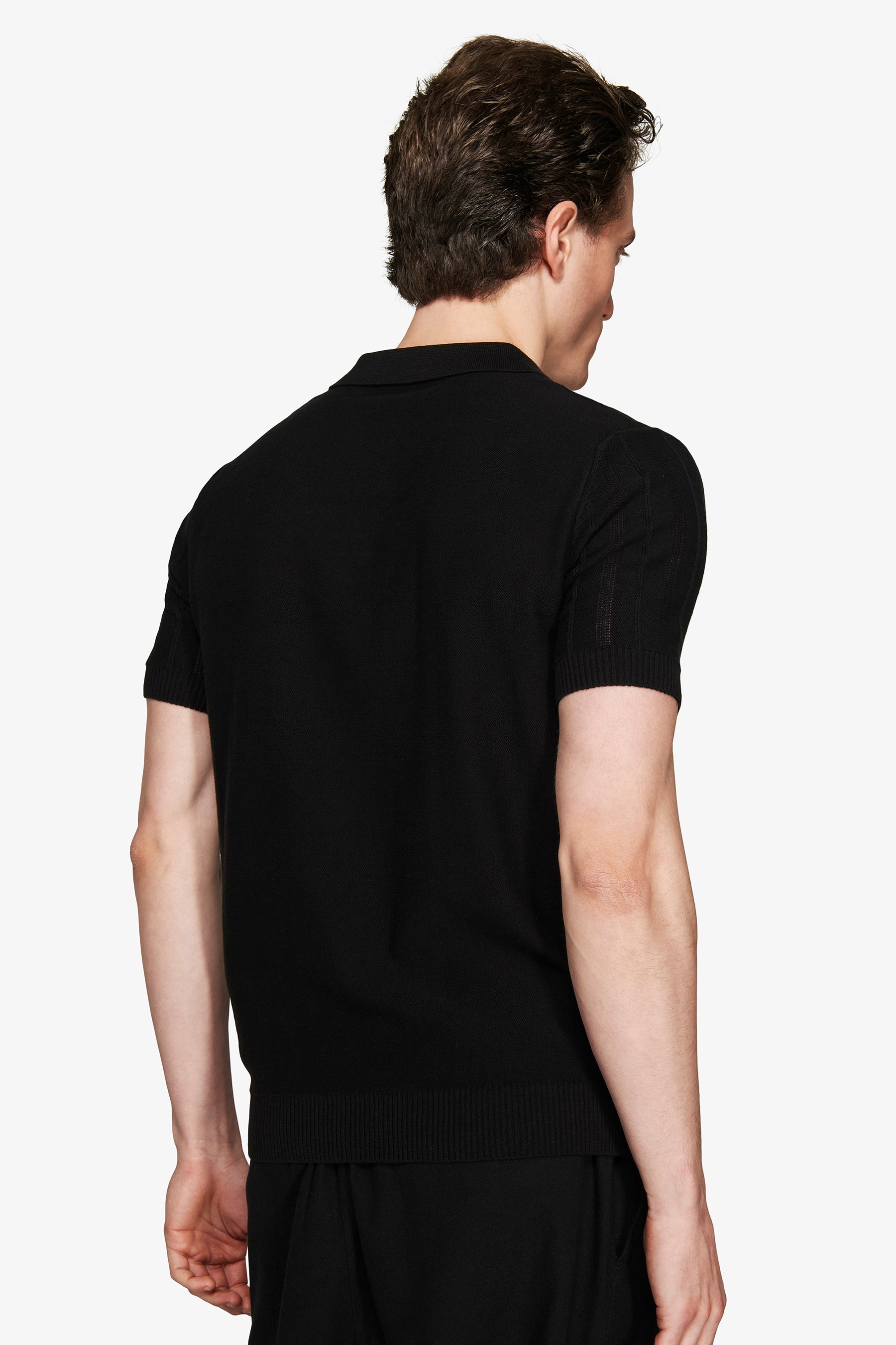 Polo in maglia traforata nera-Dan John