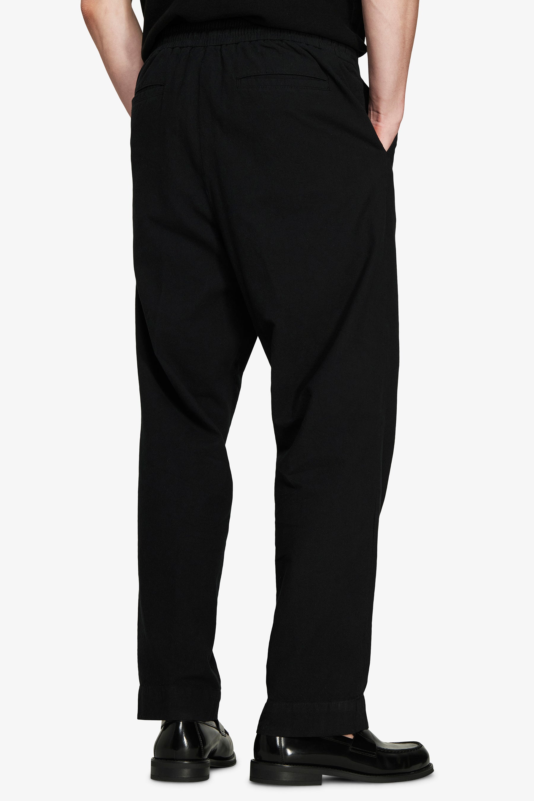 Pantaloni misto lino neri "Volume"