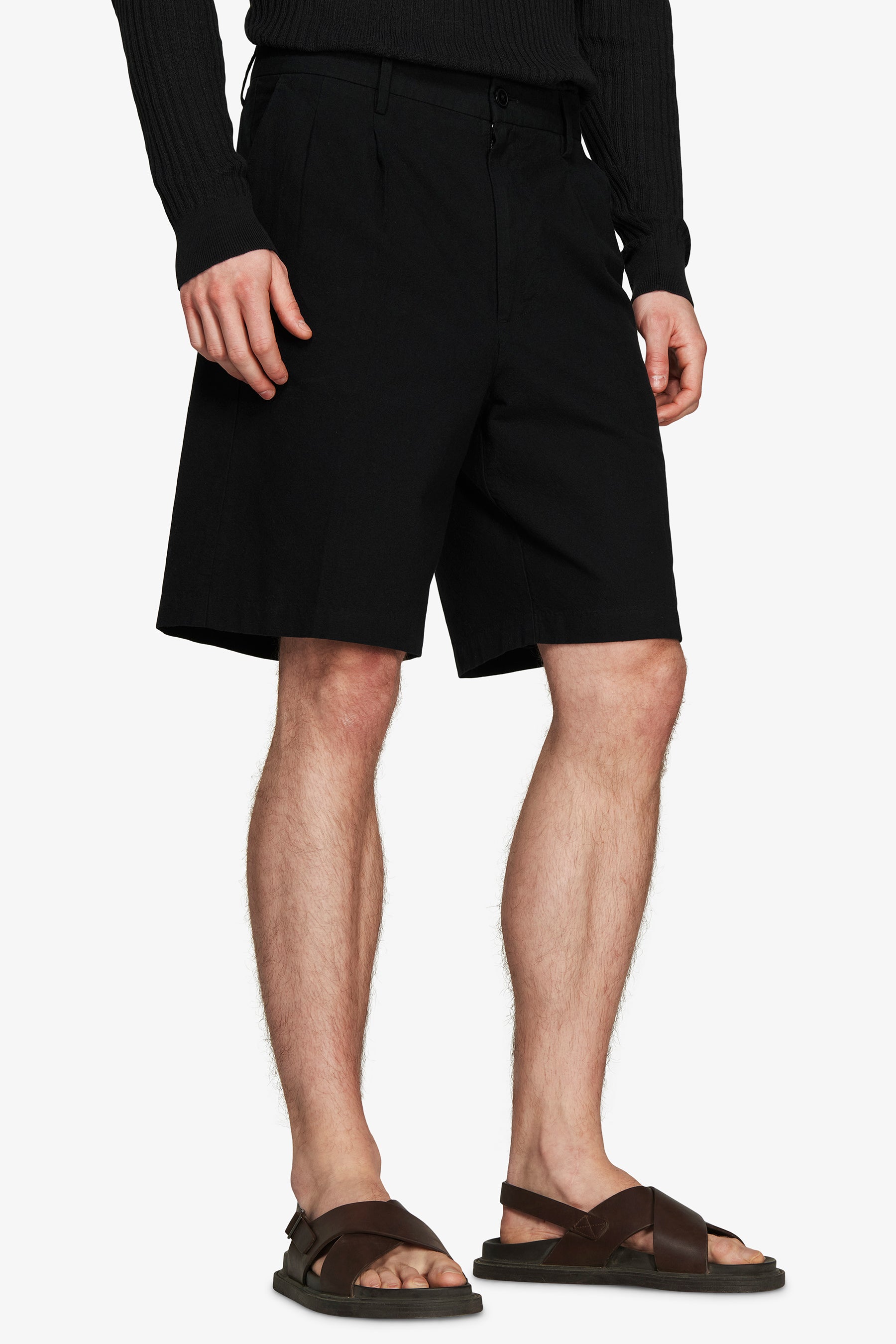 Bermuda misto lino nero "Volume"