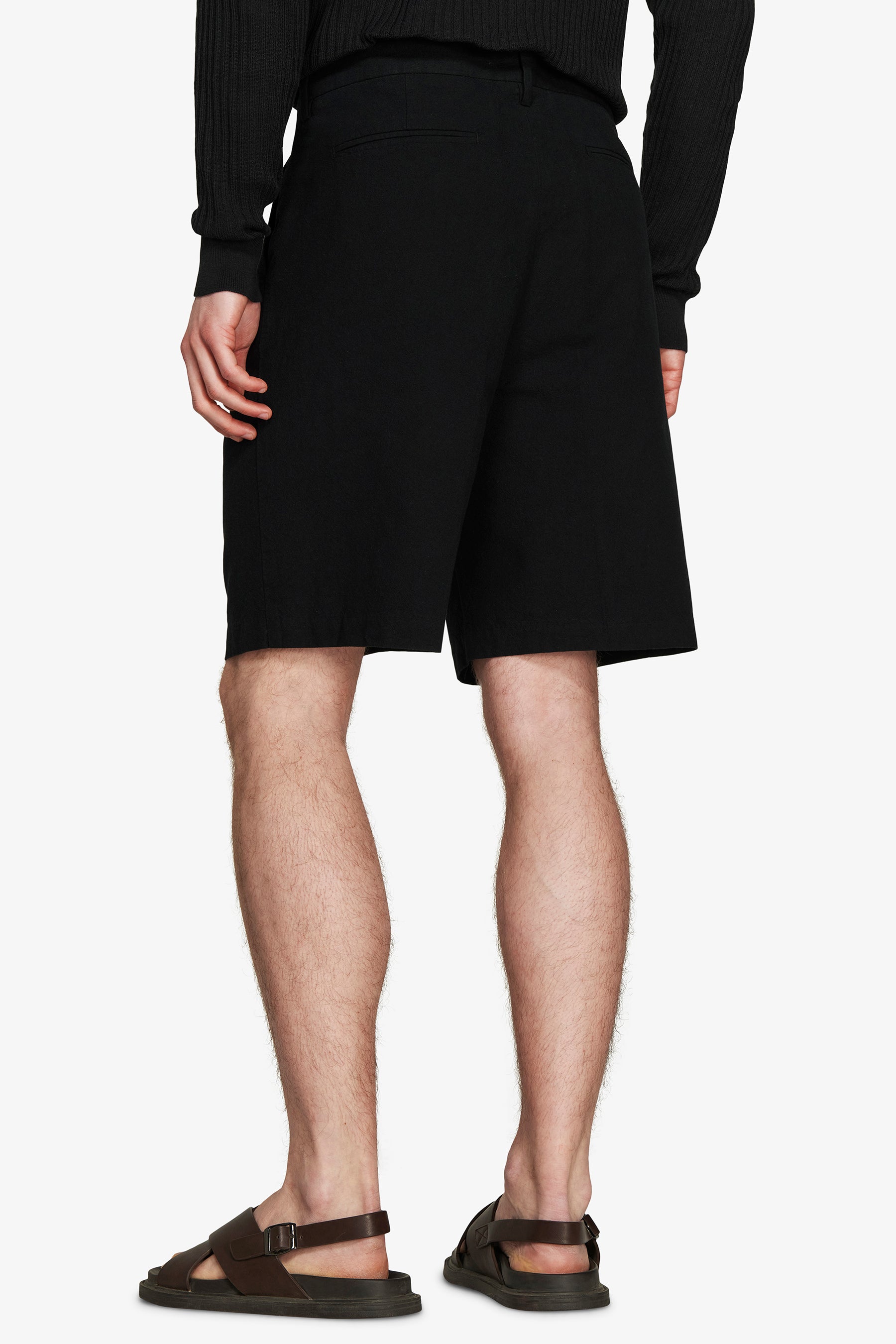 Bermuda misto lino nero "Volume"