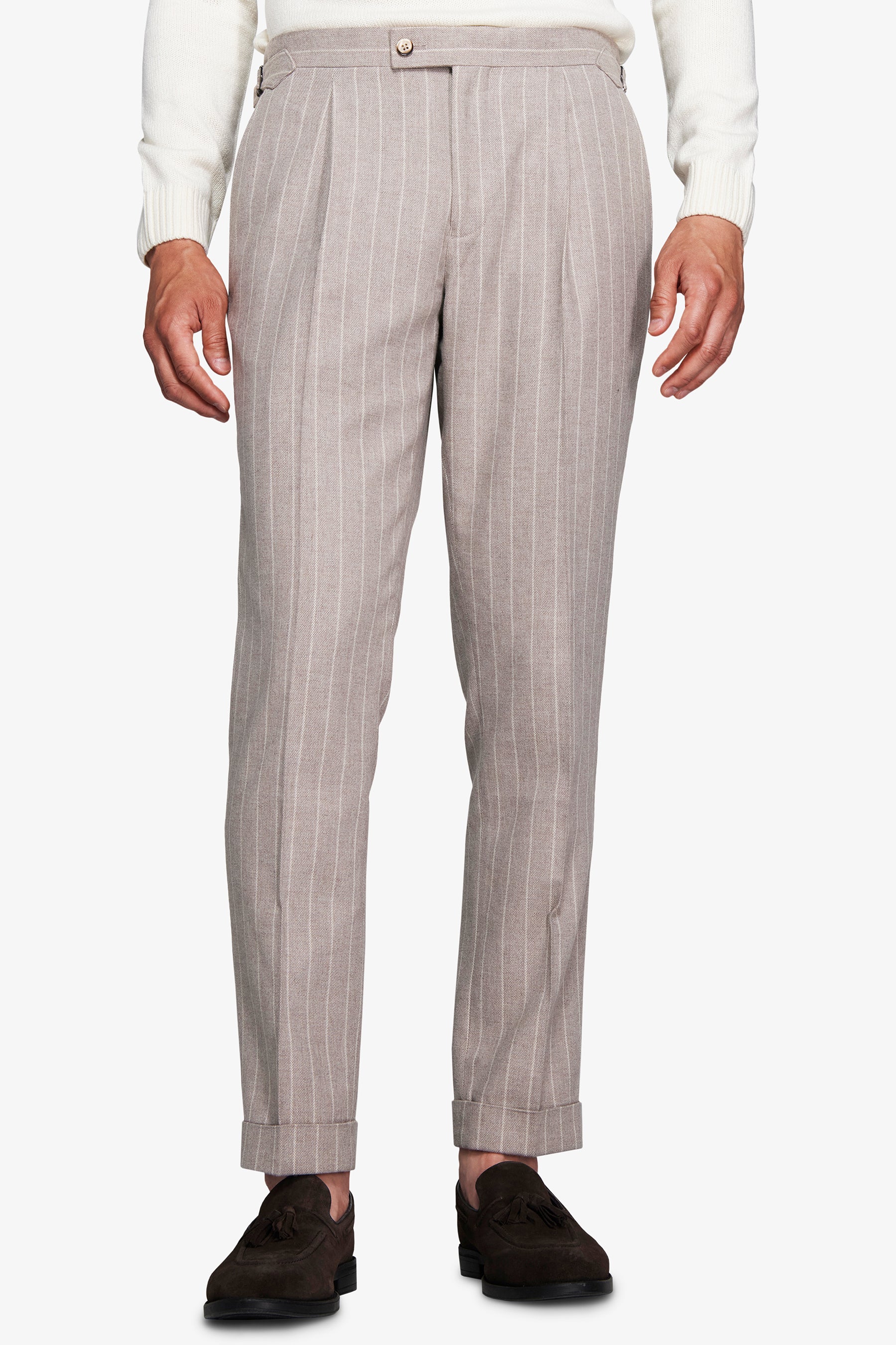 Pantalon à fines rayures gris souris