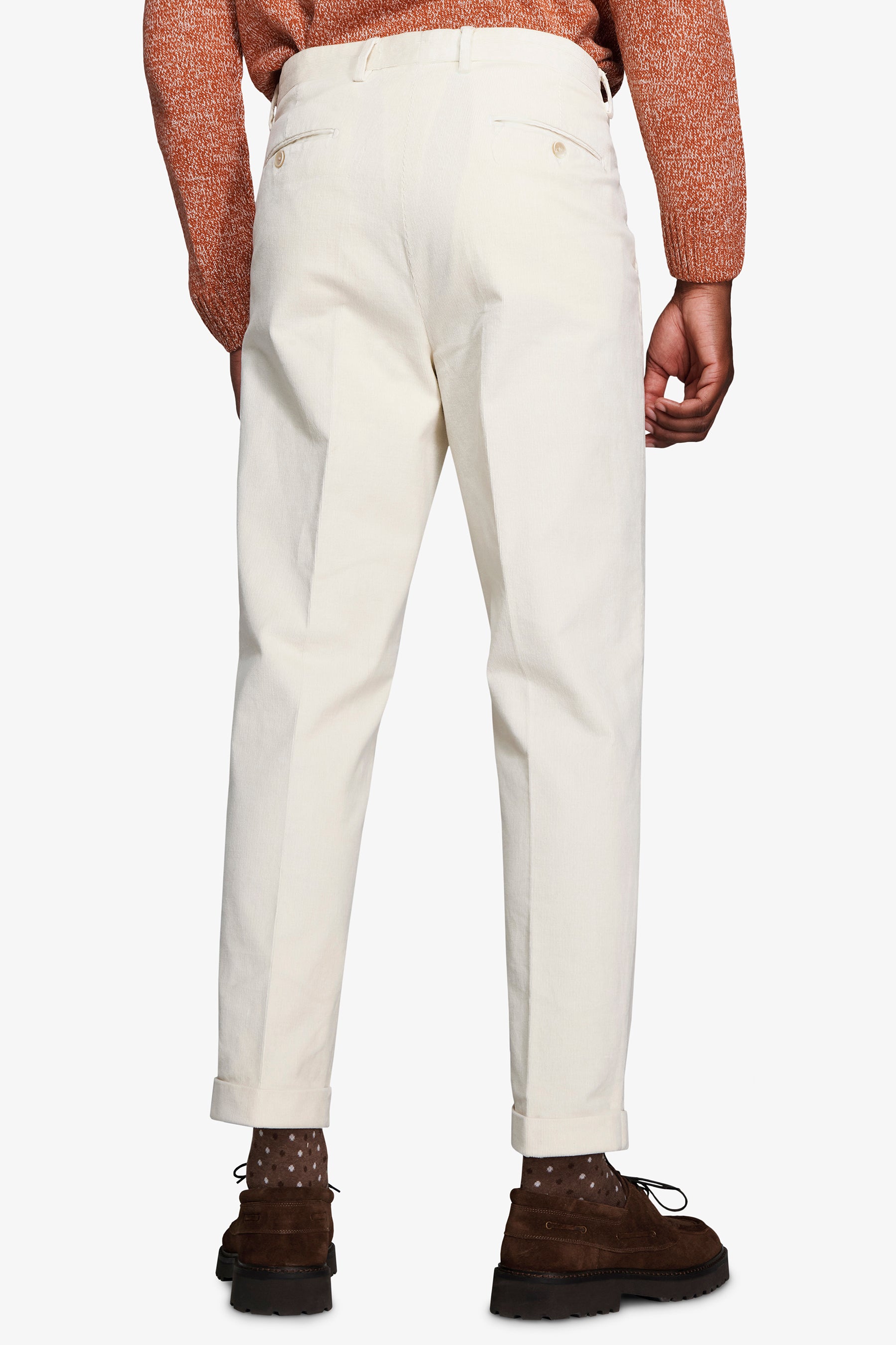 Cream trousers in fine-cord corduroy