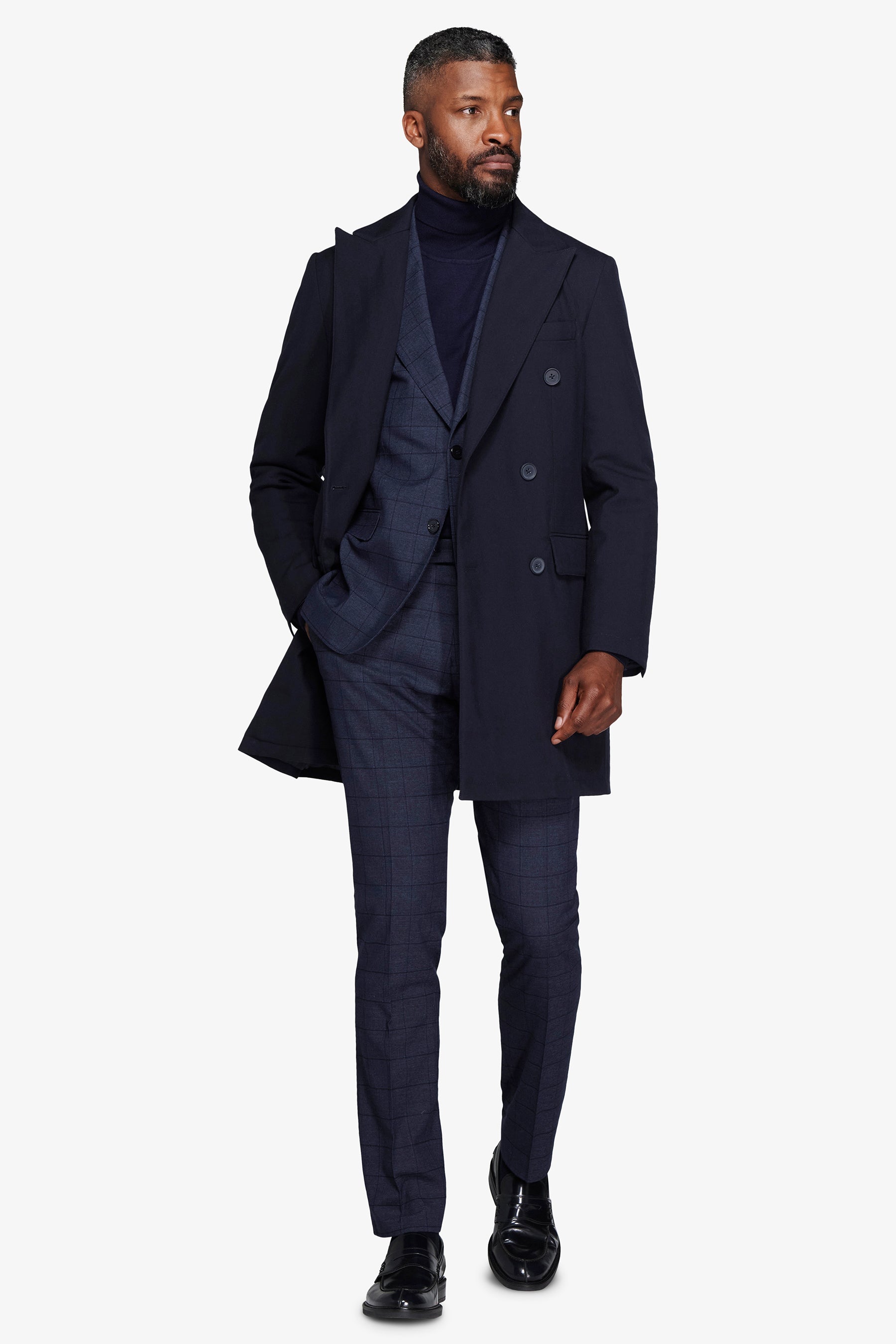 Cappotto doppiopetto Herringbone blu