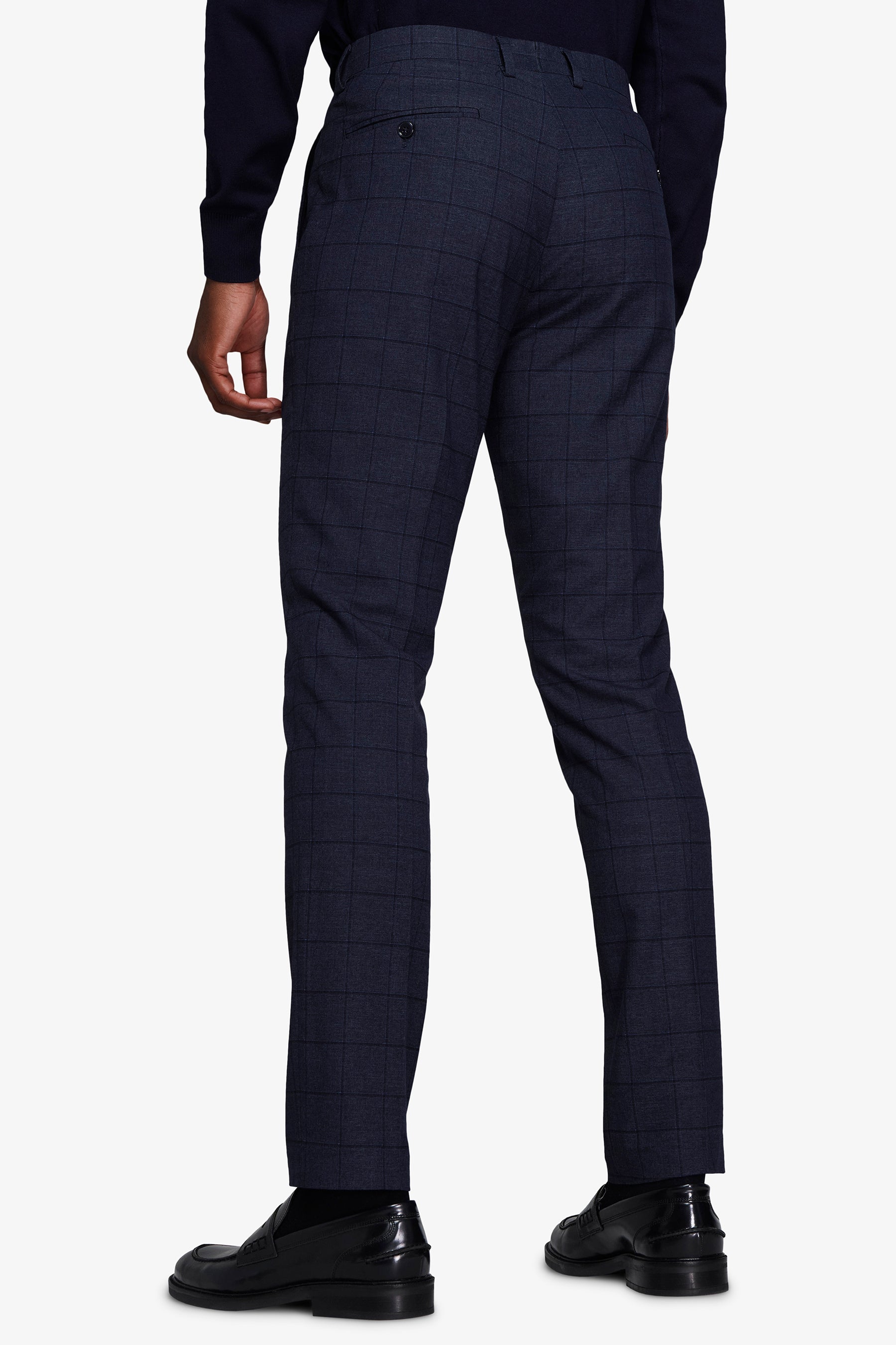 Pantalon de costume bleu à carreaux