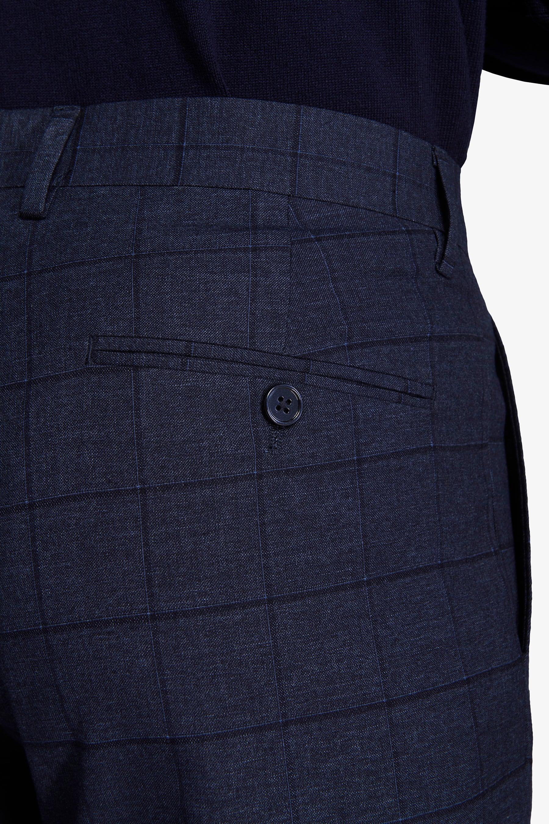 Pantalon de costume bleu à carreaux