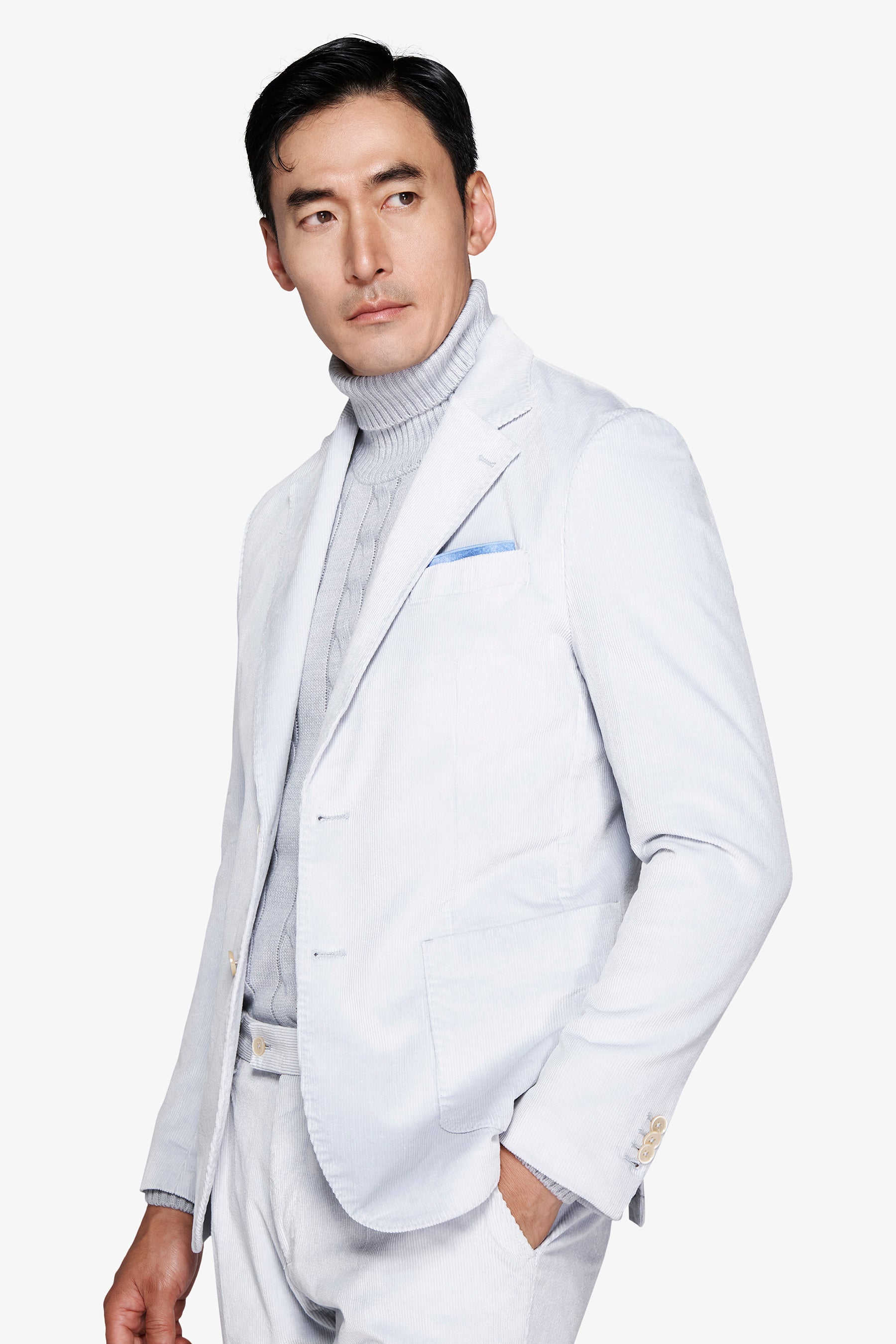 Veste bleu clair en velours côtelé