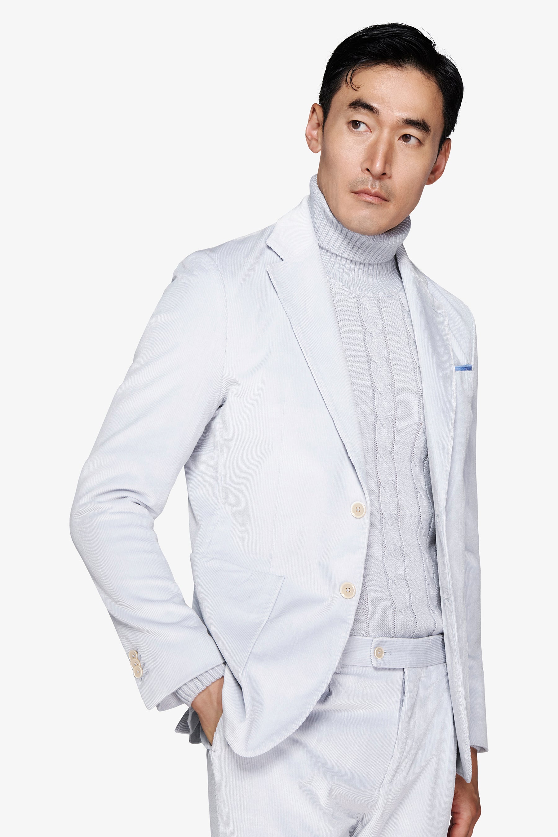 Veste bleu clair en velours côtelé